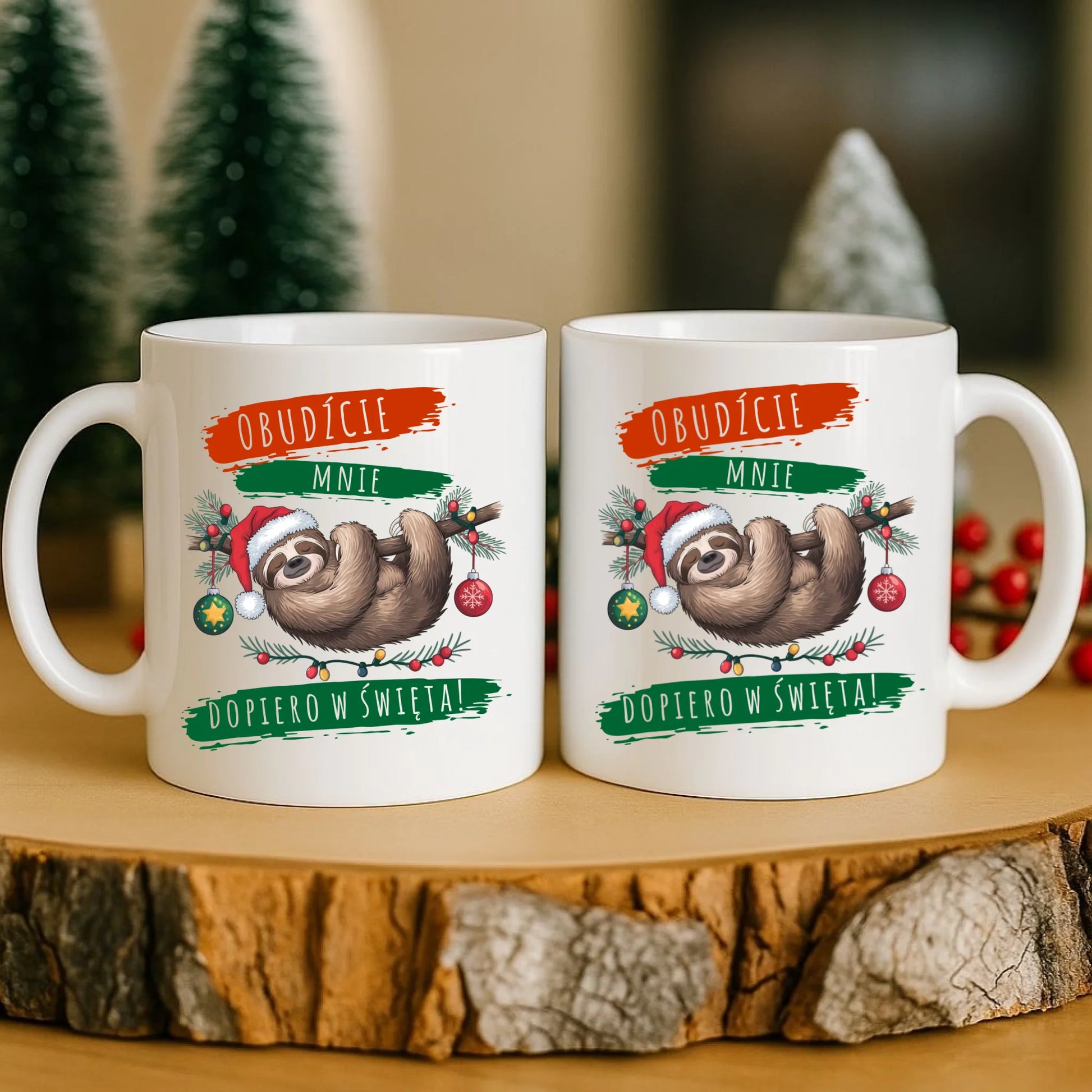 Kubek świąteczny - Leniwiec - Obudźcie mnie dopiero w święta BN02 - StoryCups.pl