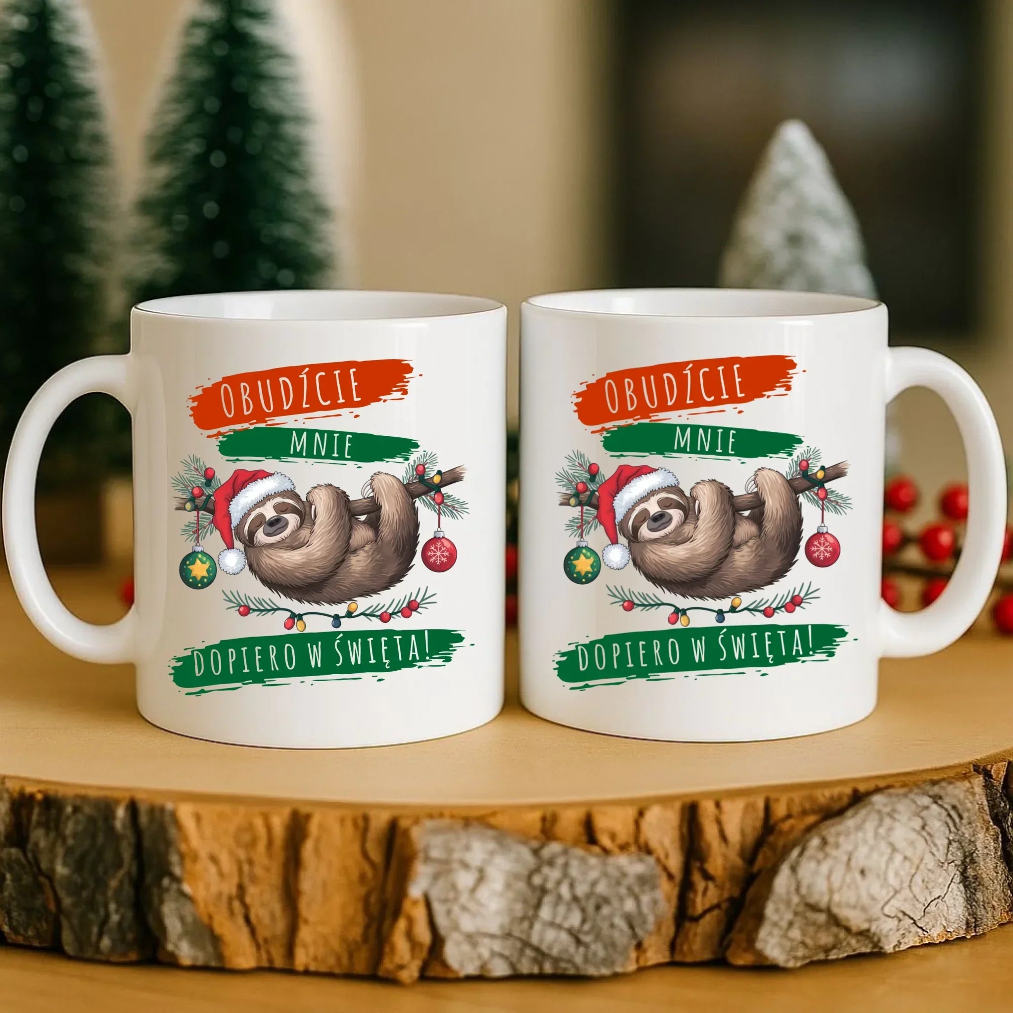 Kubek świąteczny - Leniwiec - Obudźcie mnie dopiero w święta BN02 - StoryCups.pl