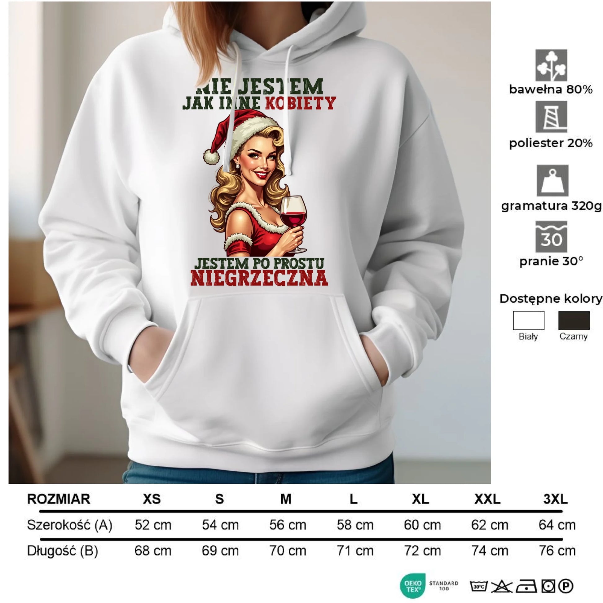Bluza damska z kapturem świąteczna - prezent dla niej - Nie jestem jak inne kobiety BN03 - StoryCups.pl