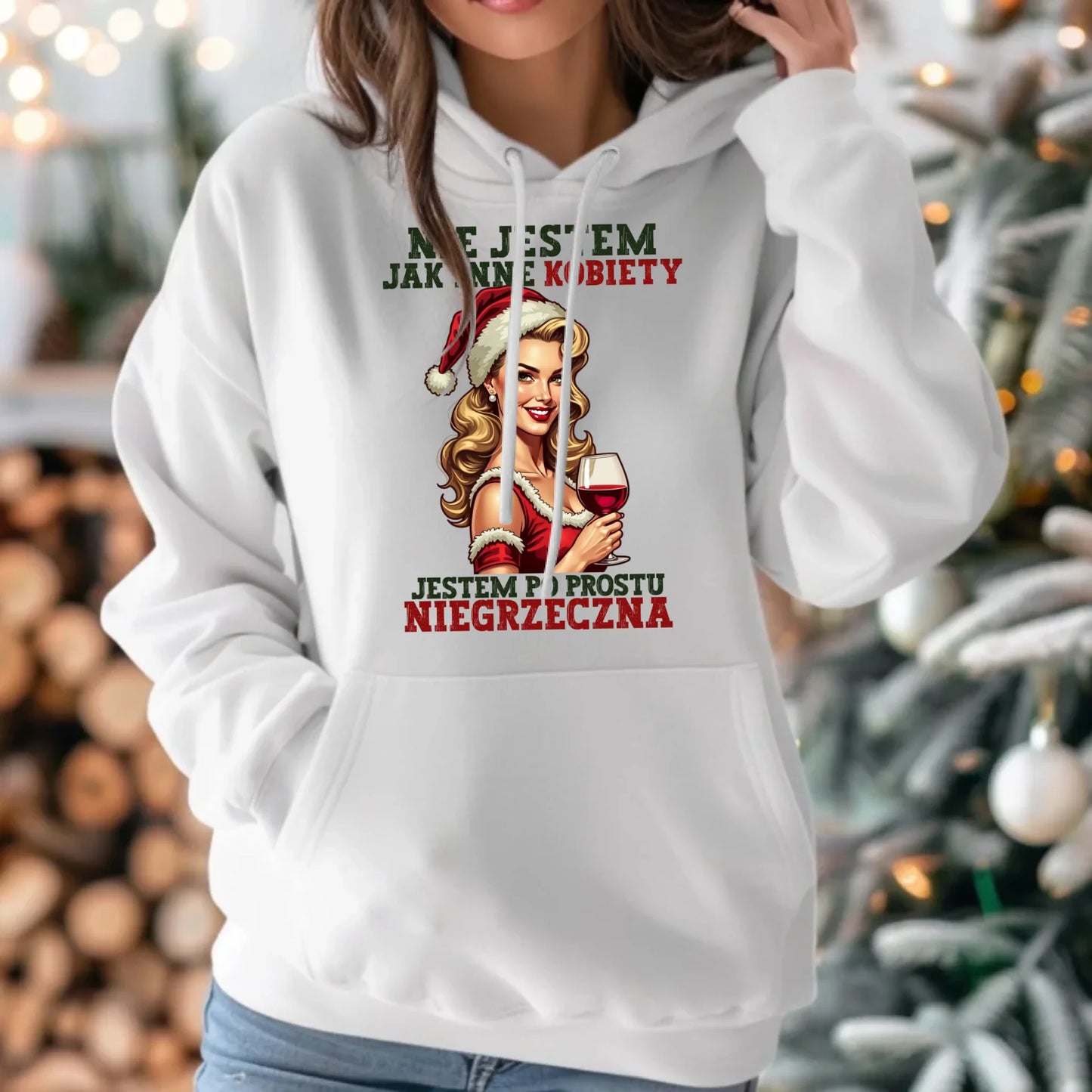 Bluza damska z kapturem świąteczna - prezent dla niej - Nie jestem jak inne kobiety BN03 - StoryCups.pl