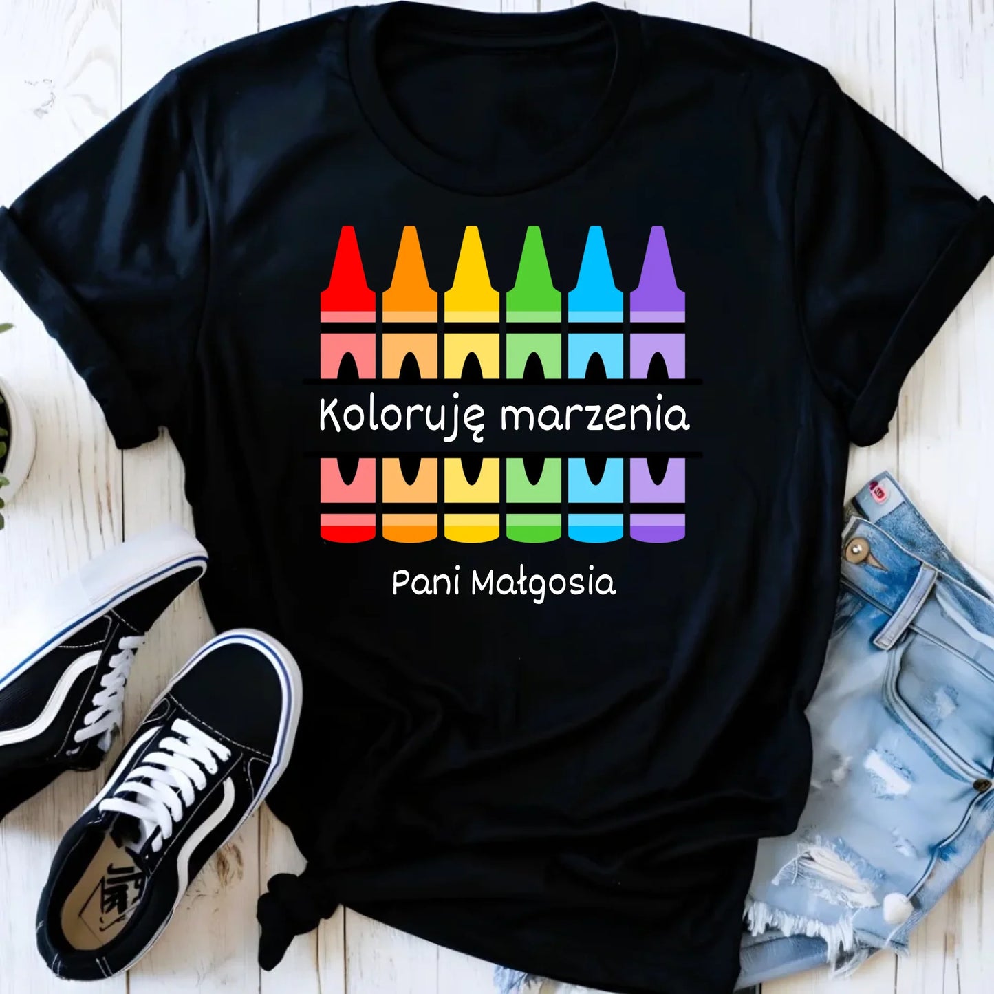 Koszulka damska dla nauczycielki - Koloruję marzenia - personalizowana N69 - StoryCups.pl