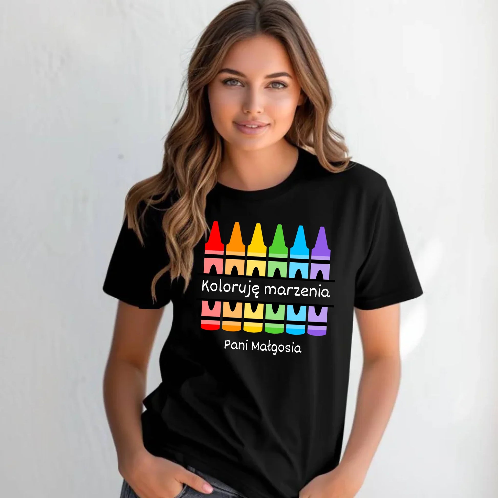 Koszulka damska dla nauczycielki - Koloruję marzenia - personalizowana N69 - StoryCups.pl