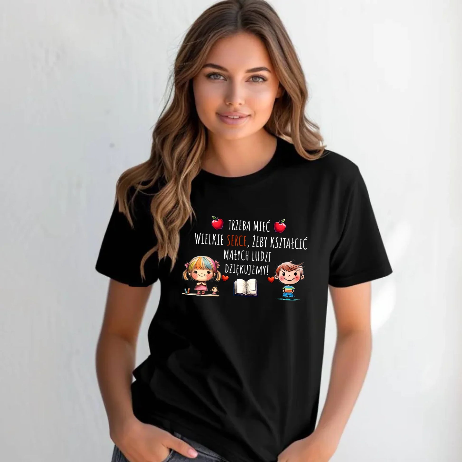 Koszulka damska dla nauczycielki - przedszkolanki - Trzeba mieć wielkie serce N70 - StoryCups.pl