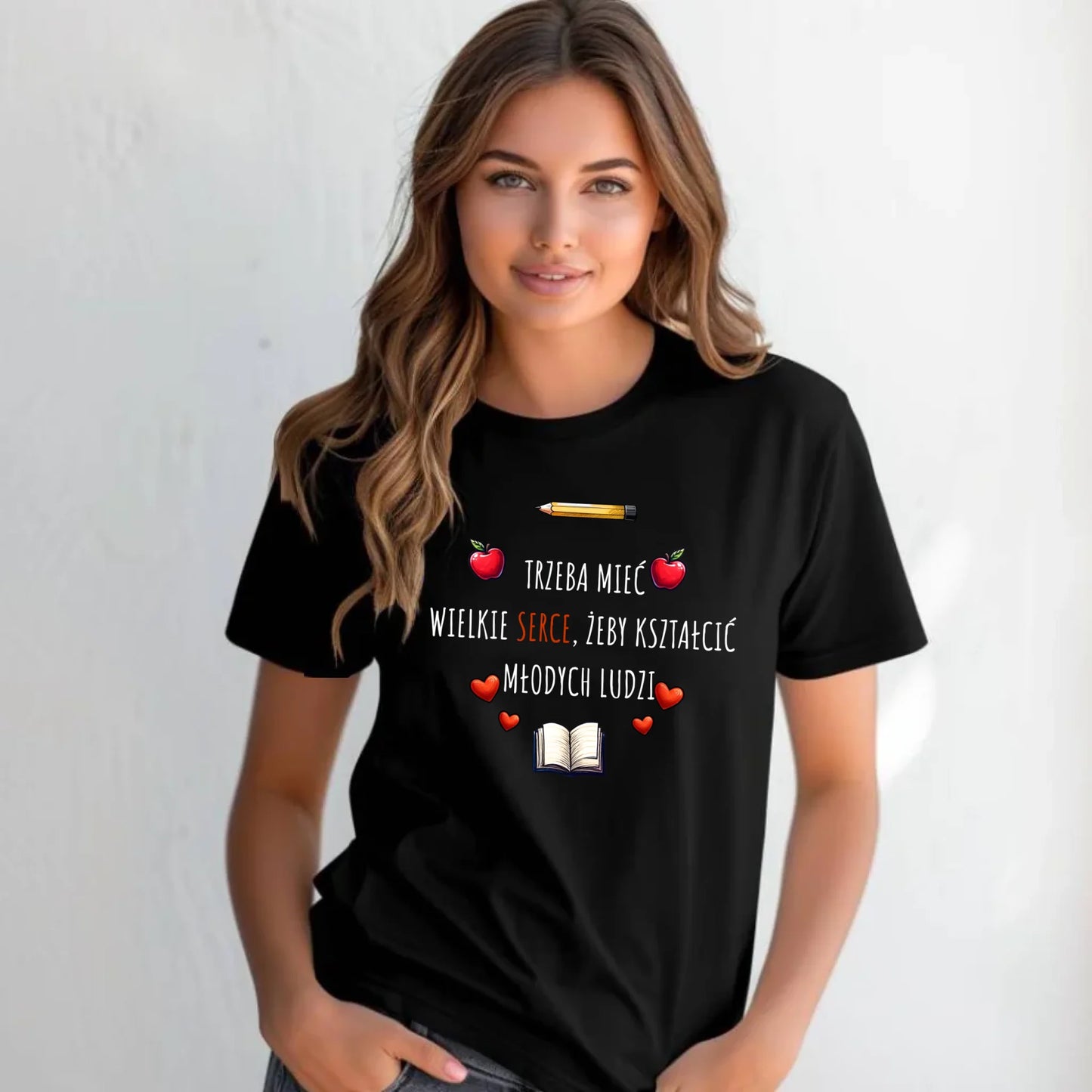 Koszulka damska dla nauczycielki - Trzeba mieć wielkie serce N71 - StoryCups.pl
