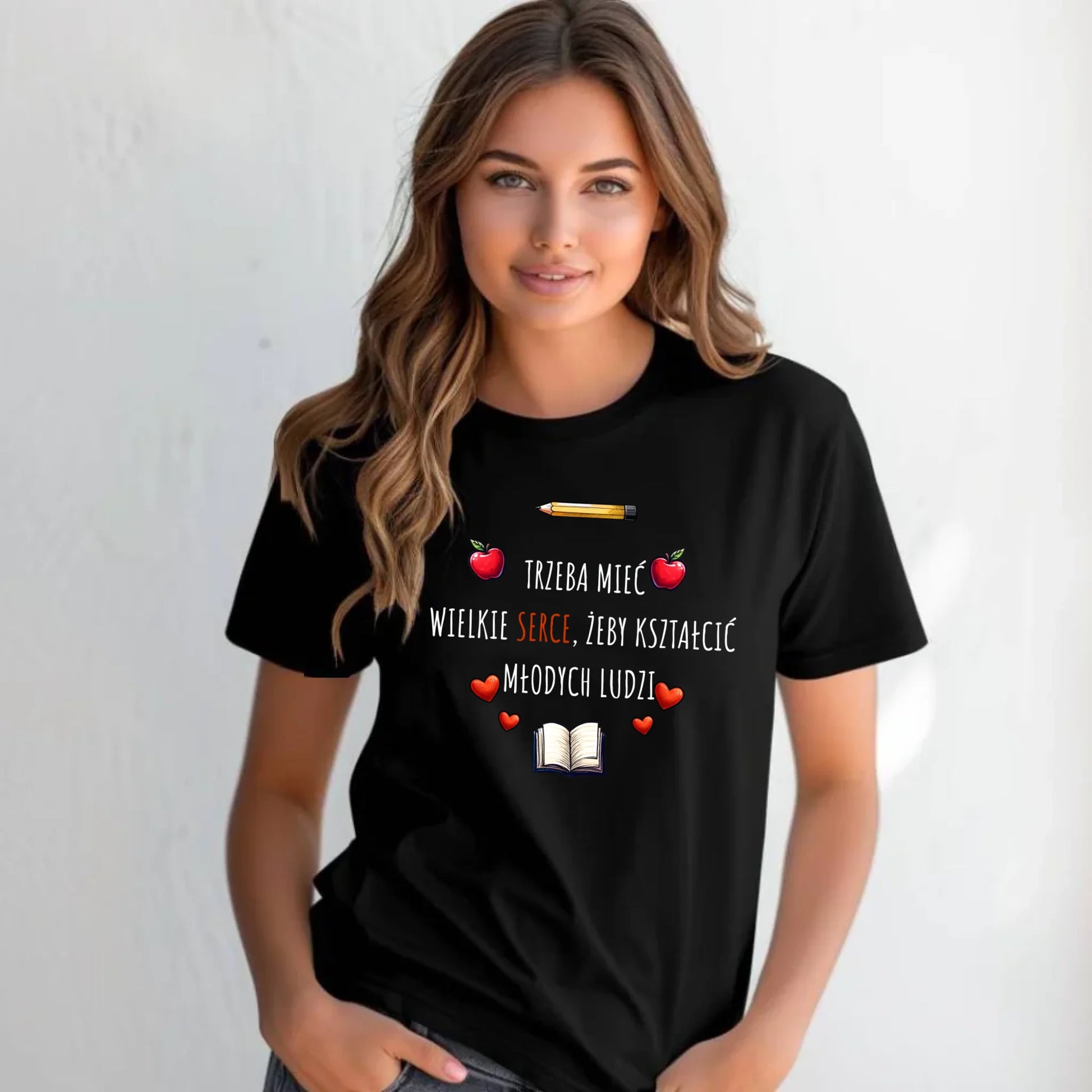 Koszulka damska dla nauczycielki - Trzeba mieć wielkie serce N71 - StoryCups.pl
