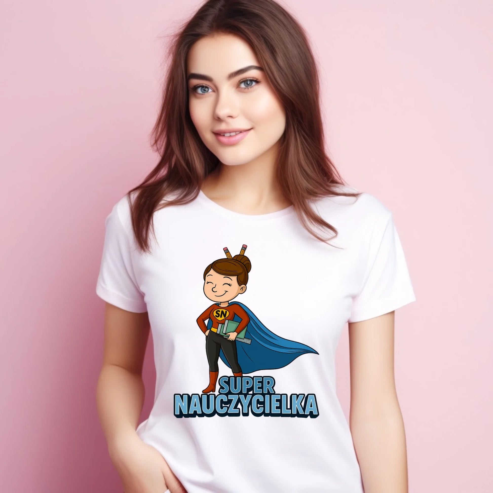 Koszulka damska dla nauczycielki - Super nauczycielka N08 - StoryCups.pl