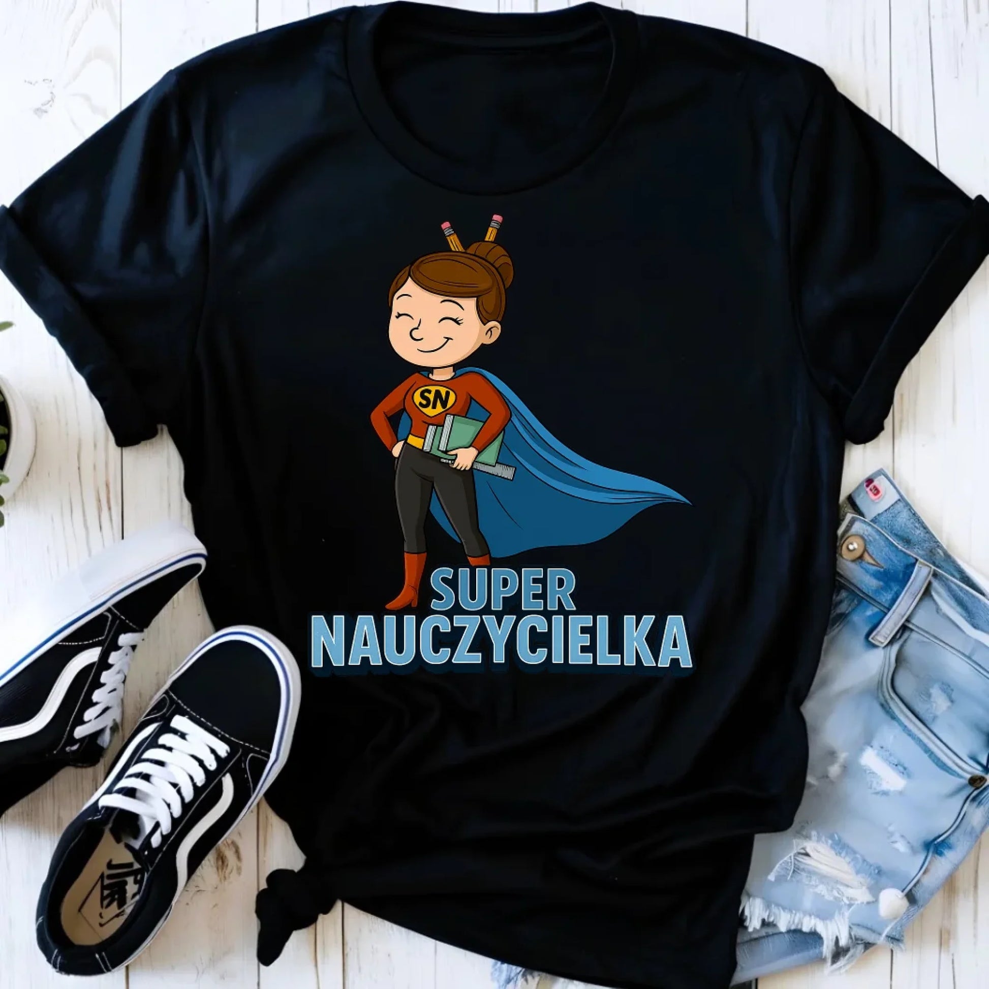 Koszulka damska dla nauczycielki - Super nauczycielka N08 - StoryCups.pl