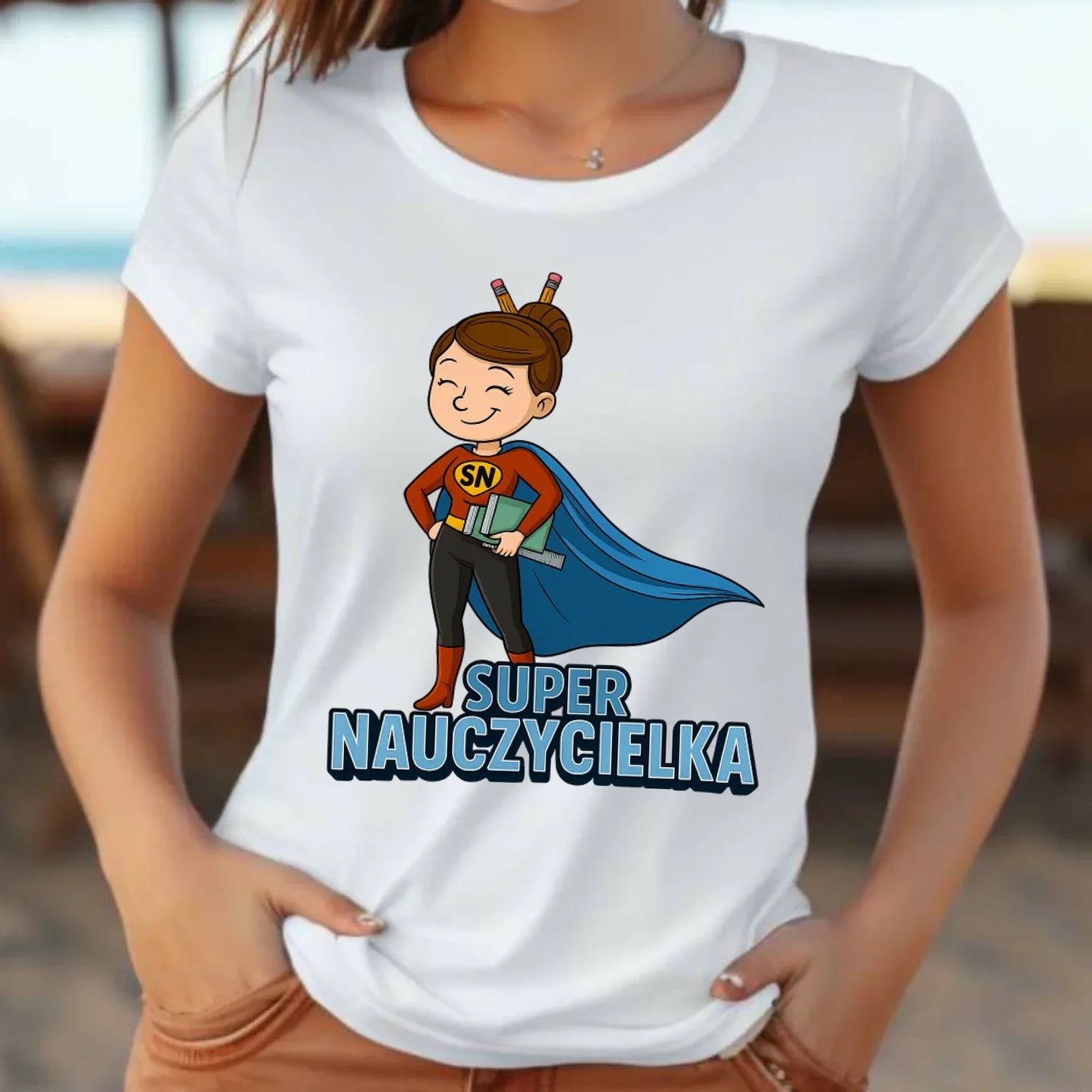 Koszulka damska dla nauczycielki - Super nauczycielka N08 - StoryCups.pl
