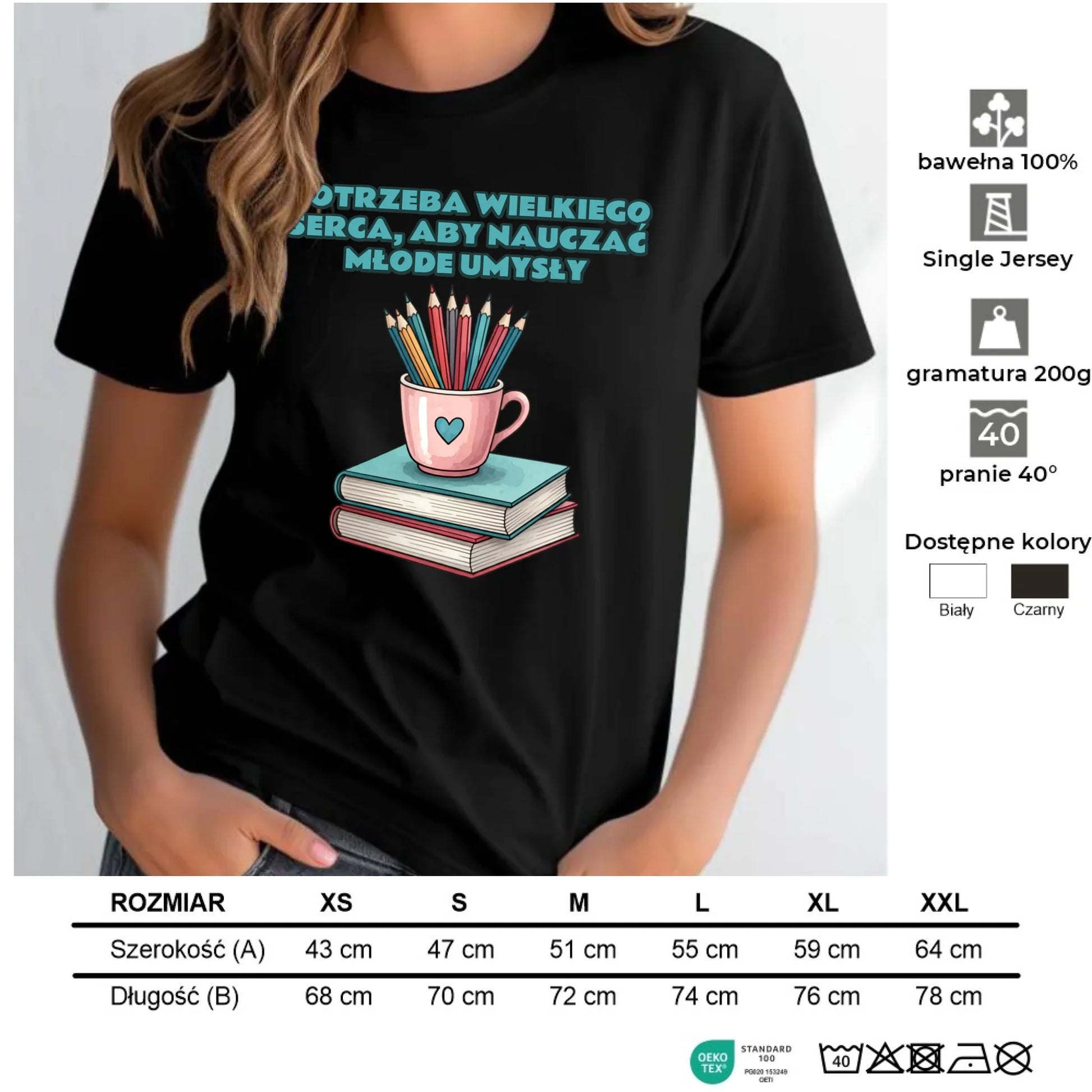 Koszulka damska dla nauczycielki - Potrzeba wielkiego serca, aby nauczać młode umysły N13 - StoryCups.pl