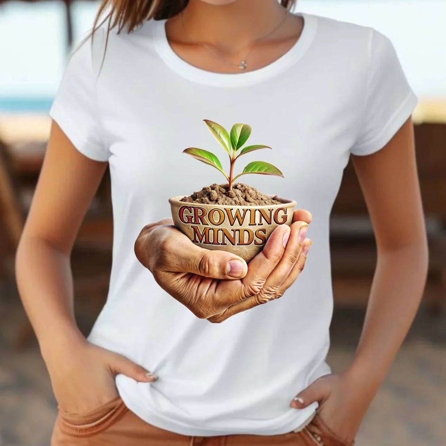 Koszulka damska dla nauczycielki - Growing minds N15 - StoryCups.pl