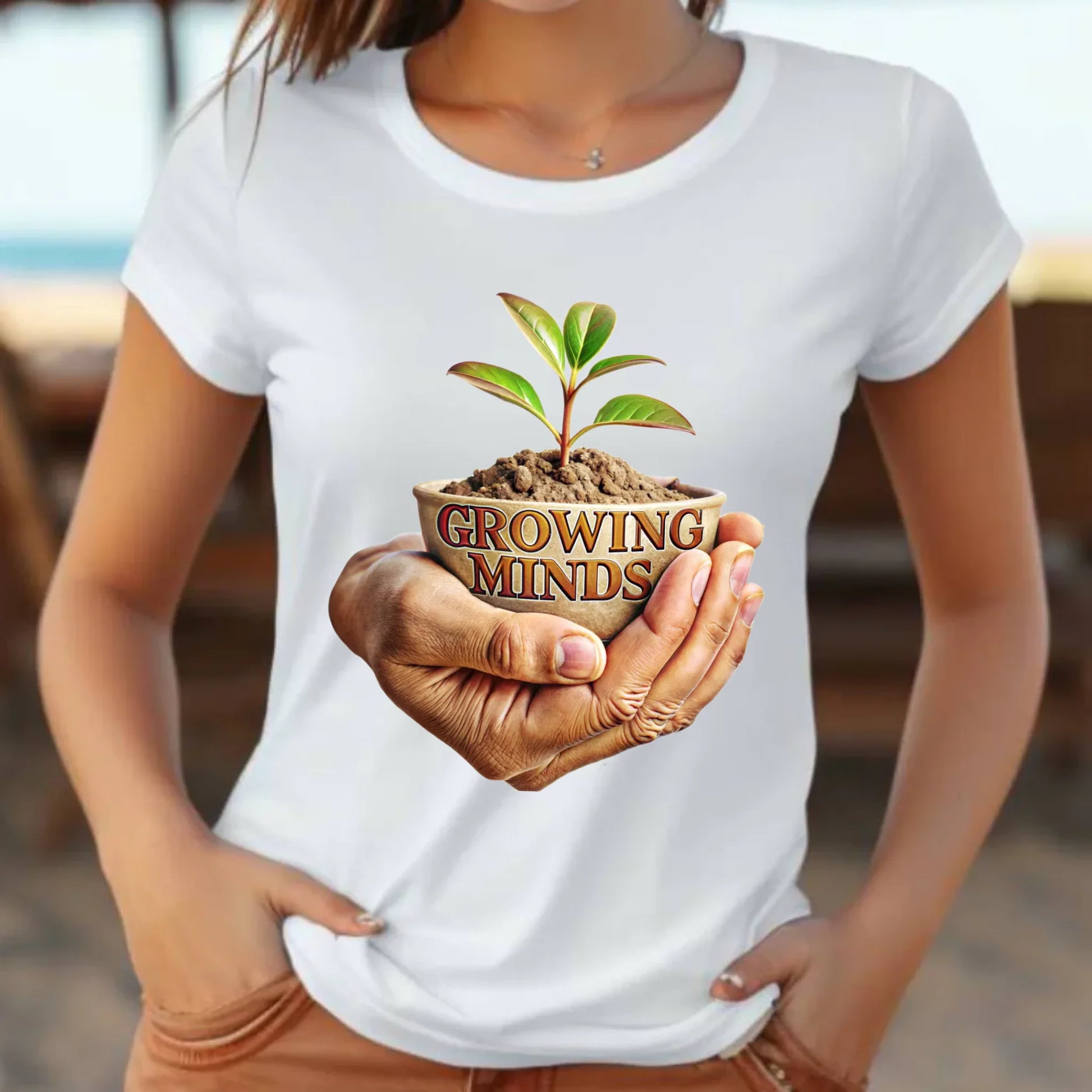 Koszulka damska dla nauczycielki - Growing minds N15 - StoryCups.pl