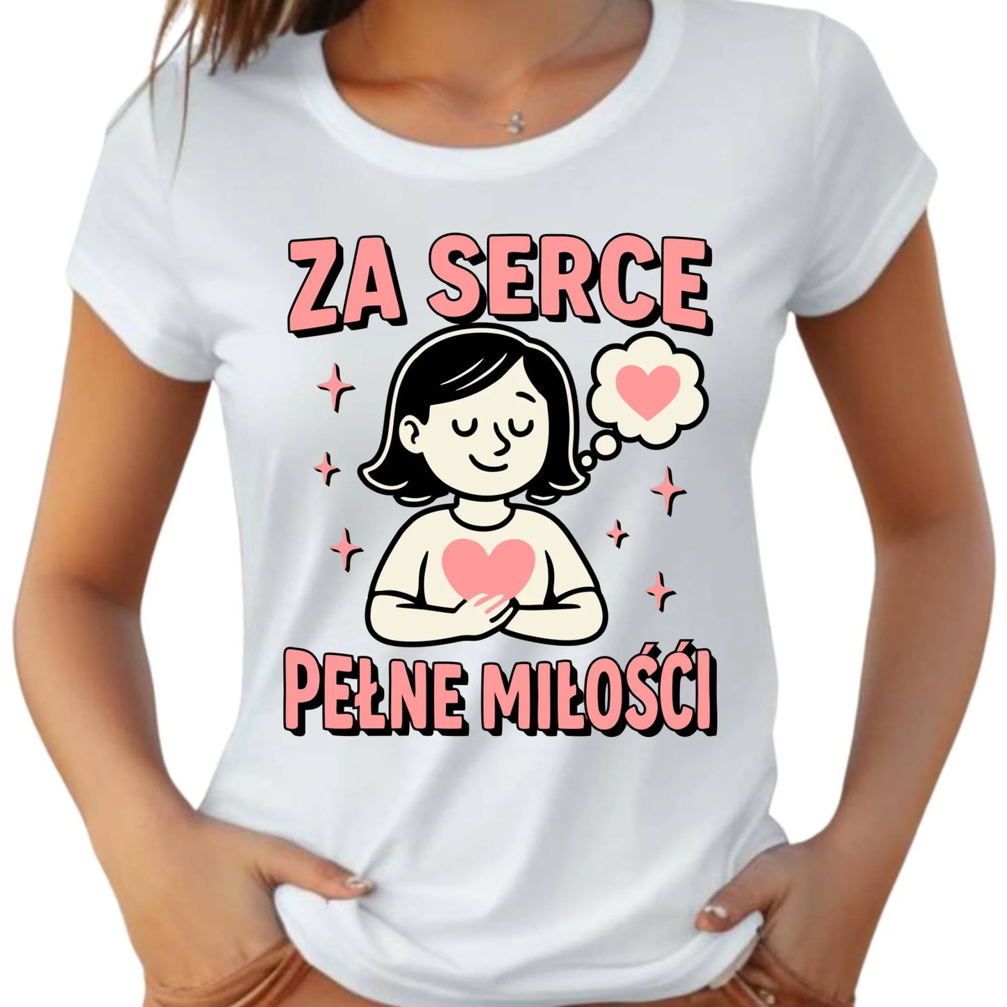Koszulka damska dla nauczycielki - przedszkolanki - Za serce pełne miłości N17 - StoryCups.pl