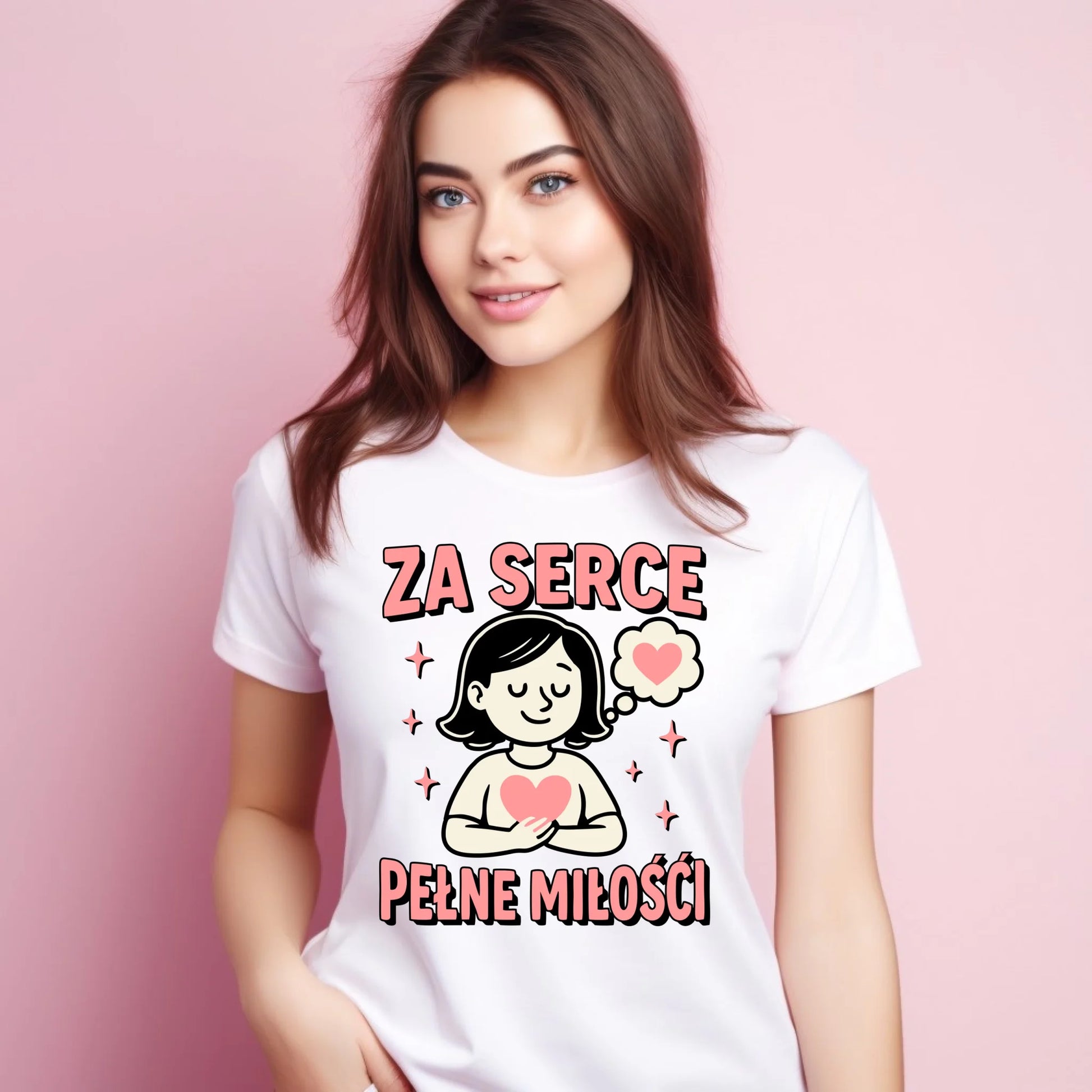 Koszulka damska dla nauczycielki - przedszkolanki - Za serce pełne miłości N17 - StoryCups.pl