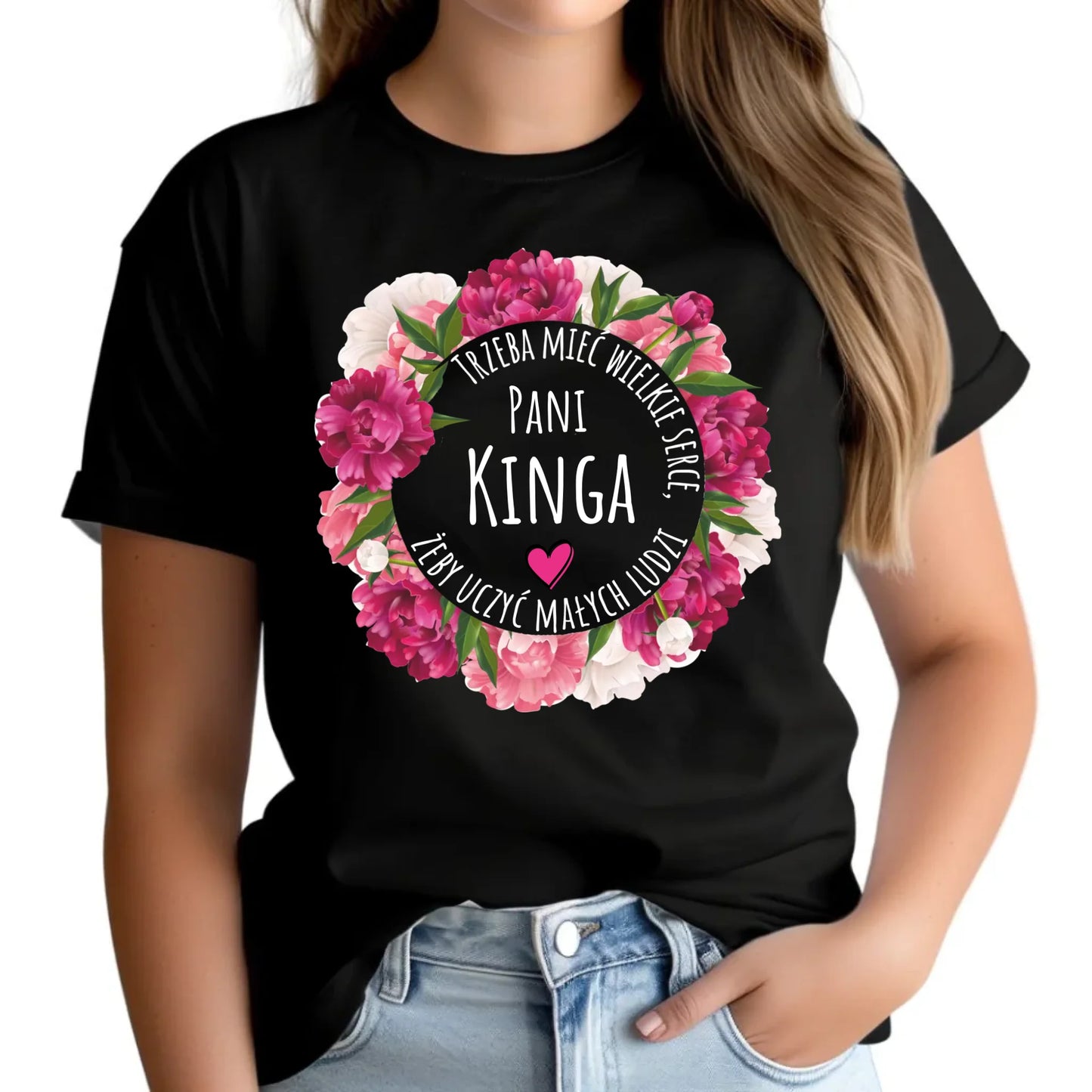 Koszulka damska dla nauczycielki - Trzeba mieć wielkie serce - personalizowana N18 - StoryCups.pl