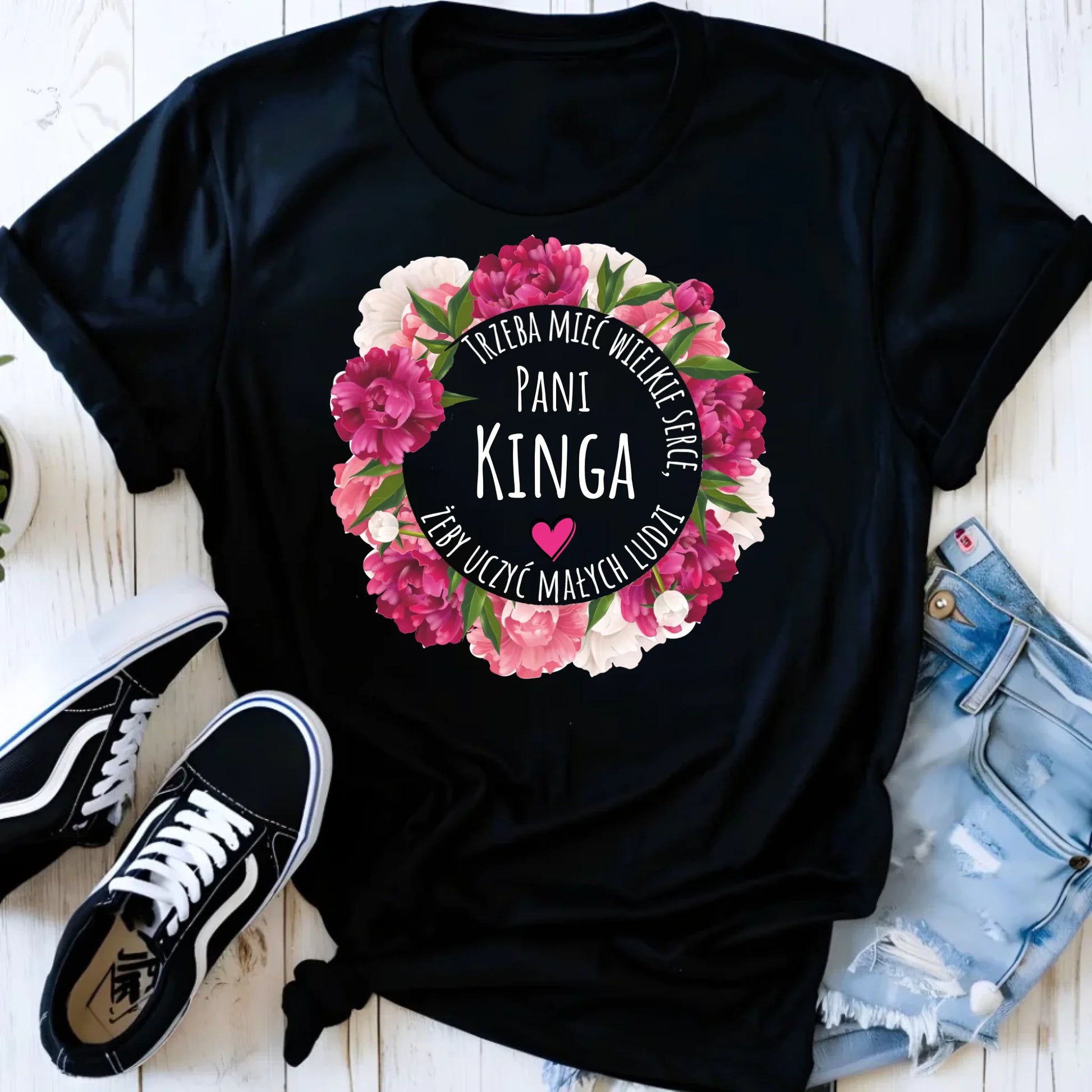 Koszulka damska dla nauczycielki - Trzeba mieć wielkie serce - personalizowana N18 - StoryCups.pl