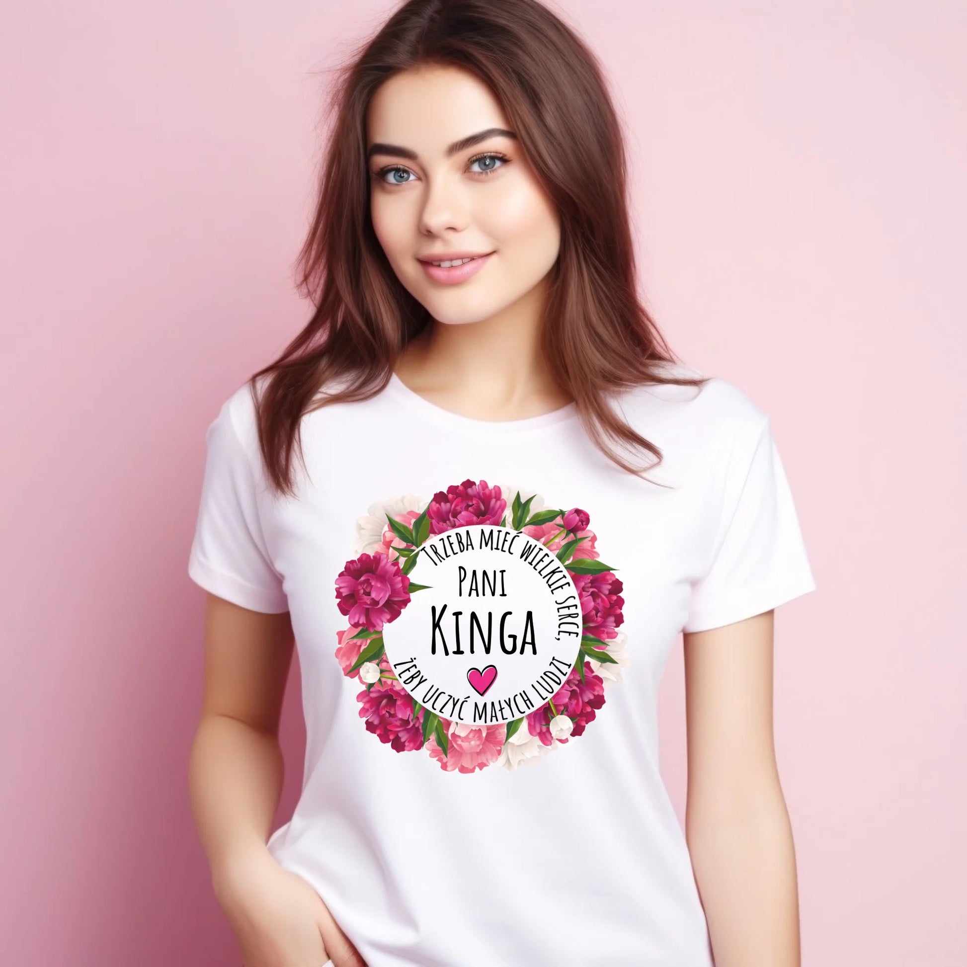 Koszulka damska dla nauczycielki - Trzeba mieć wielkie serce - personalizowana N18 - StoryCups.pl