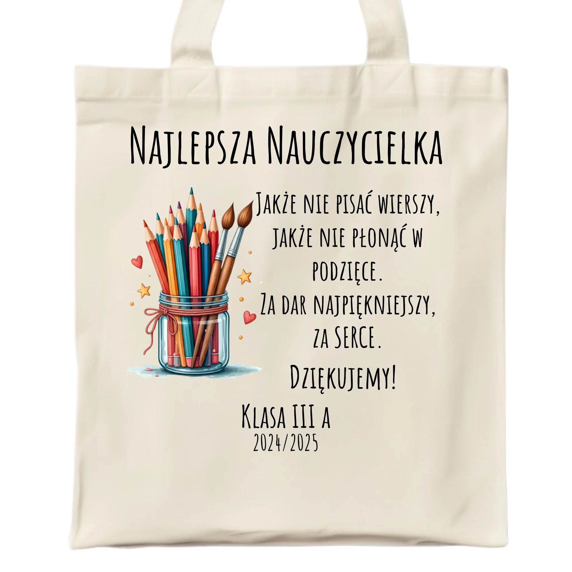 Torba dla nauczycielki - Najlepsza nauczycielka - Podziękowanie od klasy - personalizowana N20 - StoryCups.pl