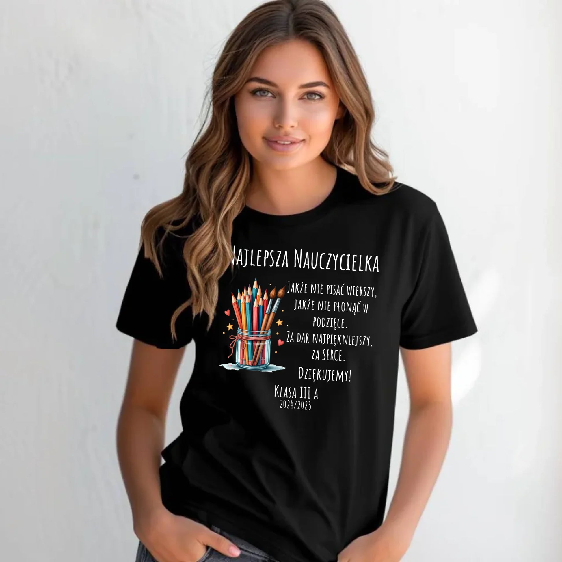 Koszulka damska dla nauczycielki - Najlepsza nauczycielka - Podziękowanie od klasy - personalizowana N20 - StoryCups.pl