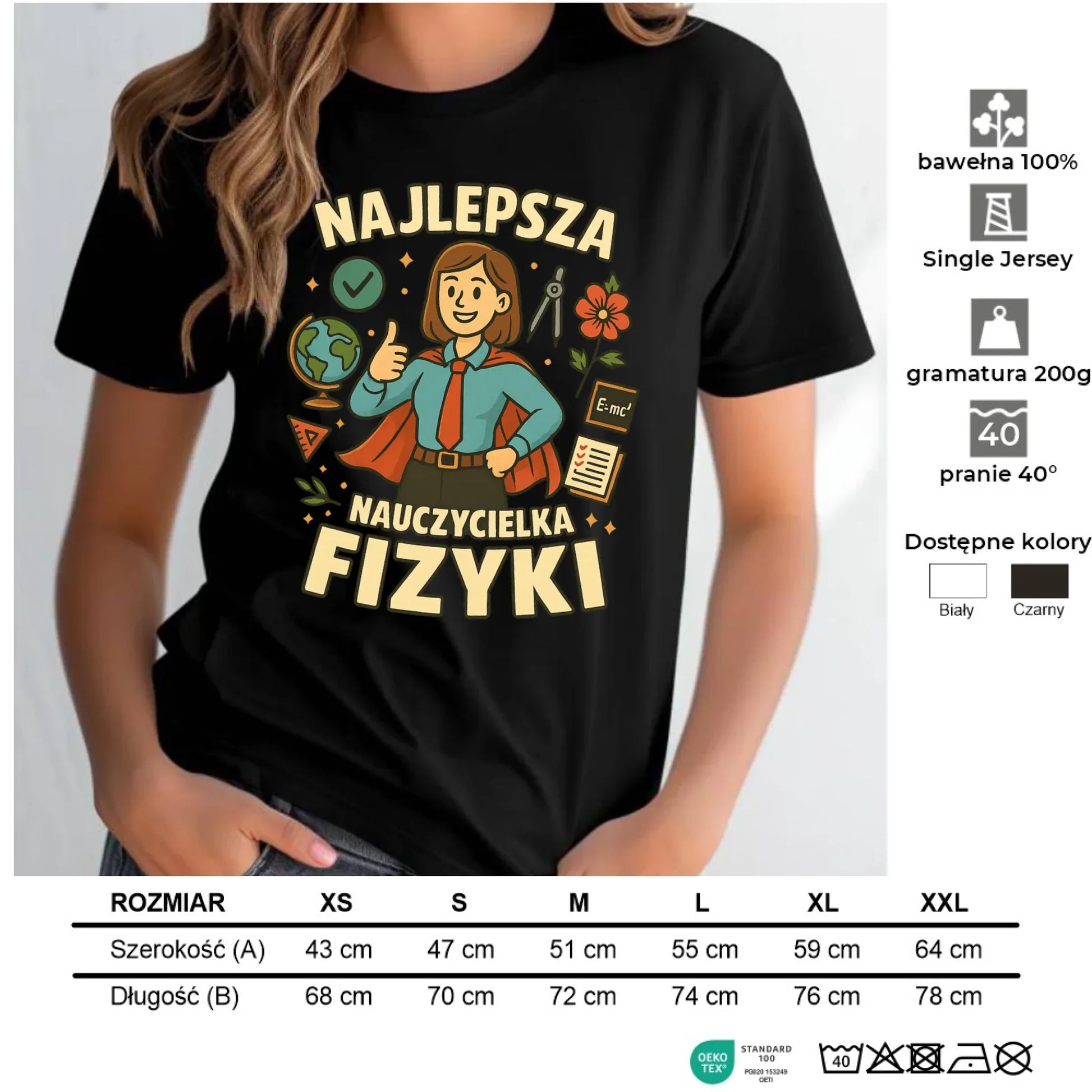 Koszulka damska dla nauczycielki - Najlepsza nauczycielka fizyki N23 - StoryCups.pl