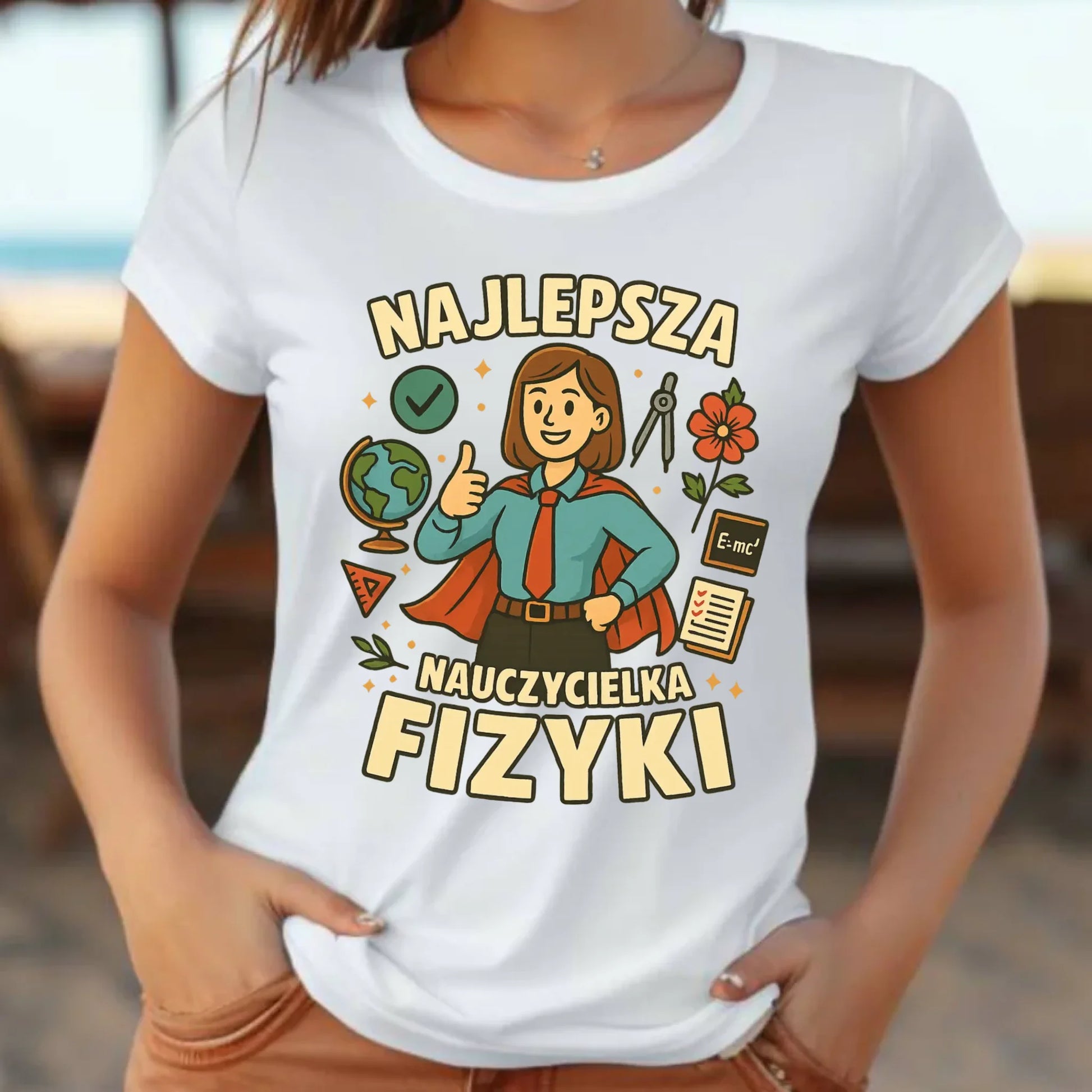 Koszulka damska dla nauczycielki - Najlepsza nauczycielka fizyki N23 - StoryCups.pl