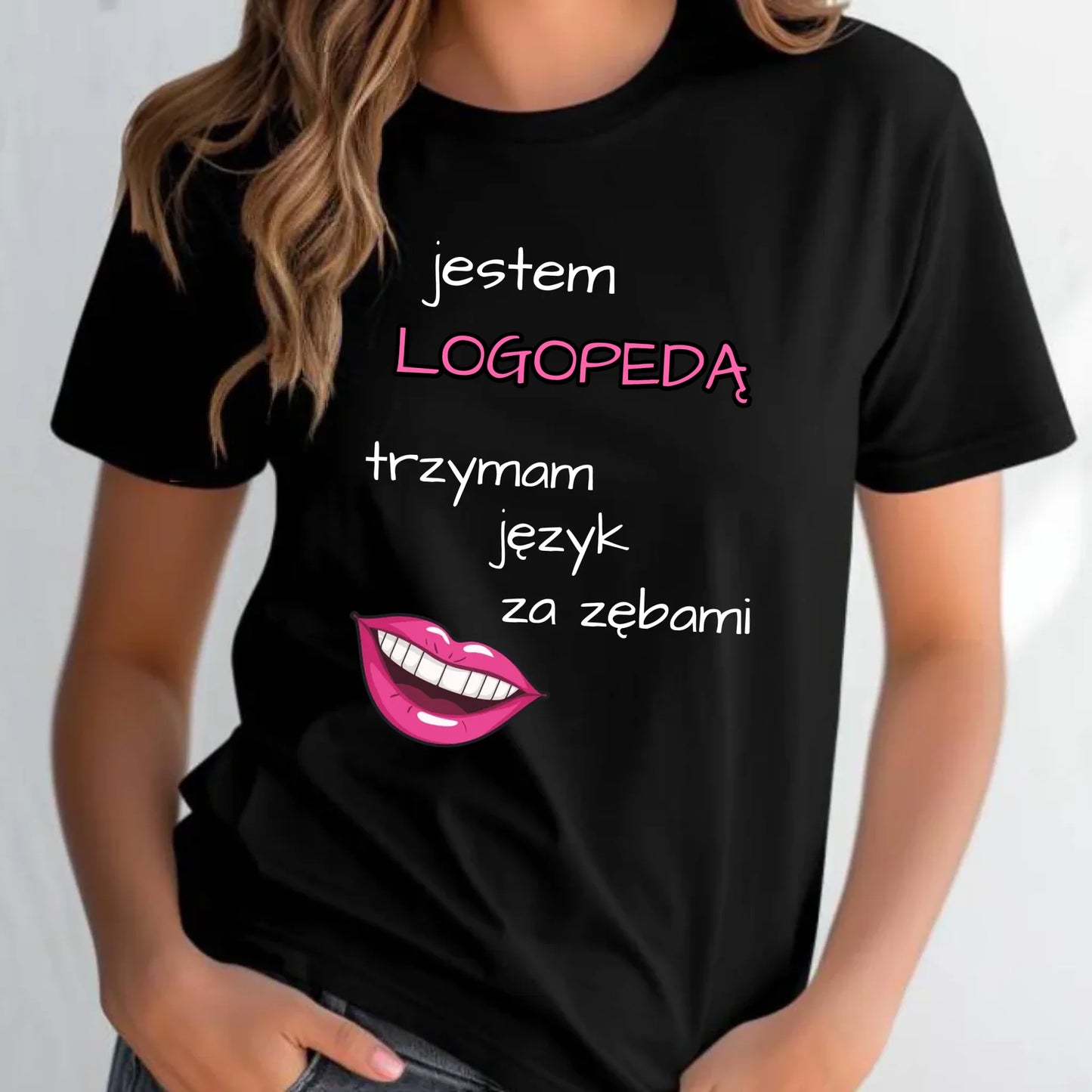 Koszulka damska dla logopedy - Trzymam język za zębami N24 - StoryCups.pl