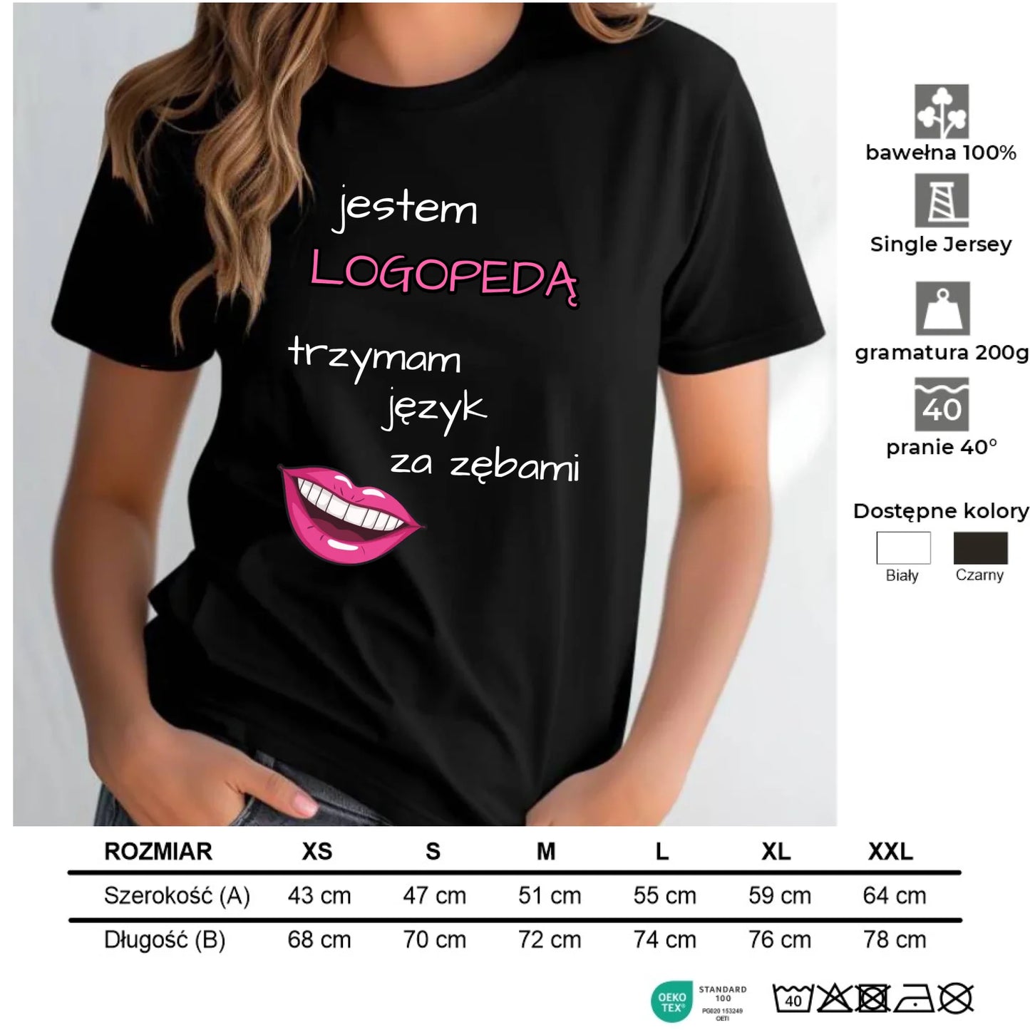 Koszulka damska dla logopedy - Trzymam język za zębami N24 - StoryCups.pl