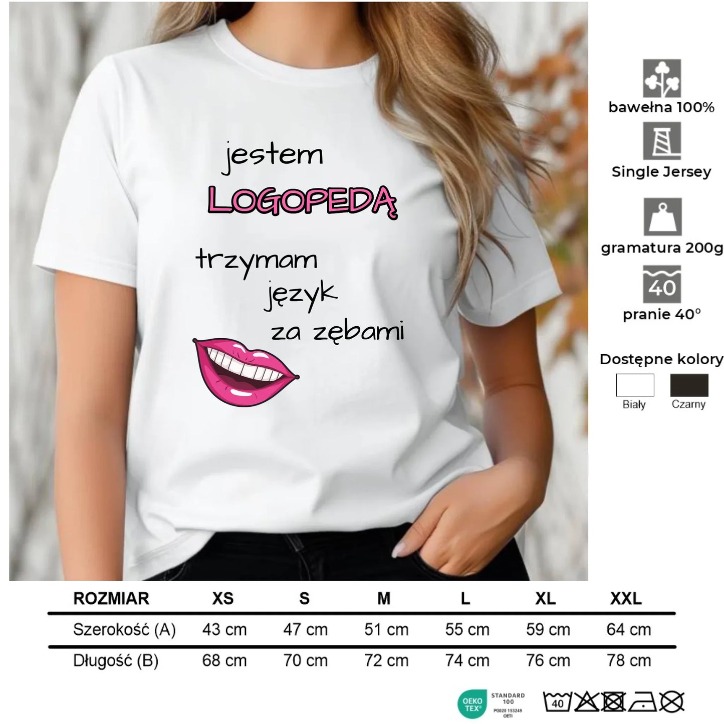 Koszulka damska dla logopedy - Trzymam język za zębami N24 - StoryCups.pl