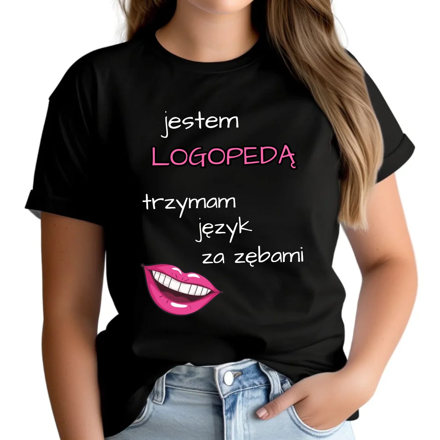 Koszulka damska dla logopedy - Trzymam język za zębami N24 - StoryCups.pl