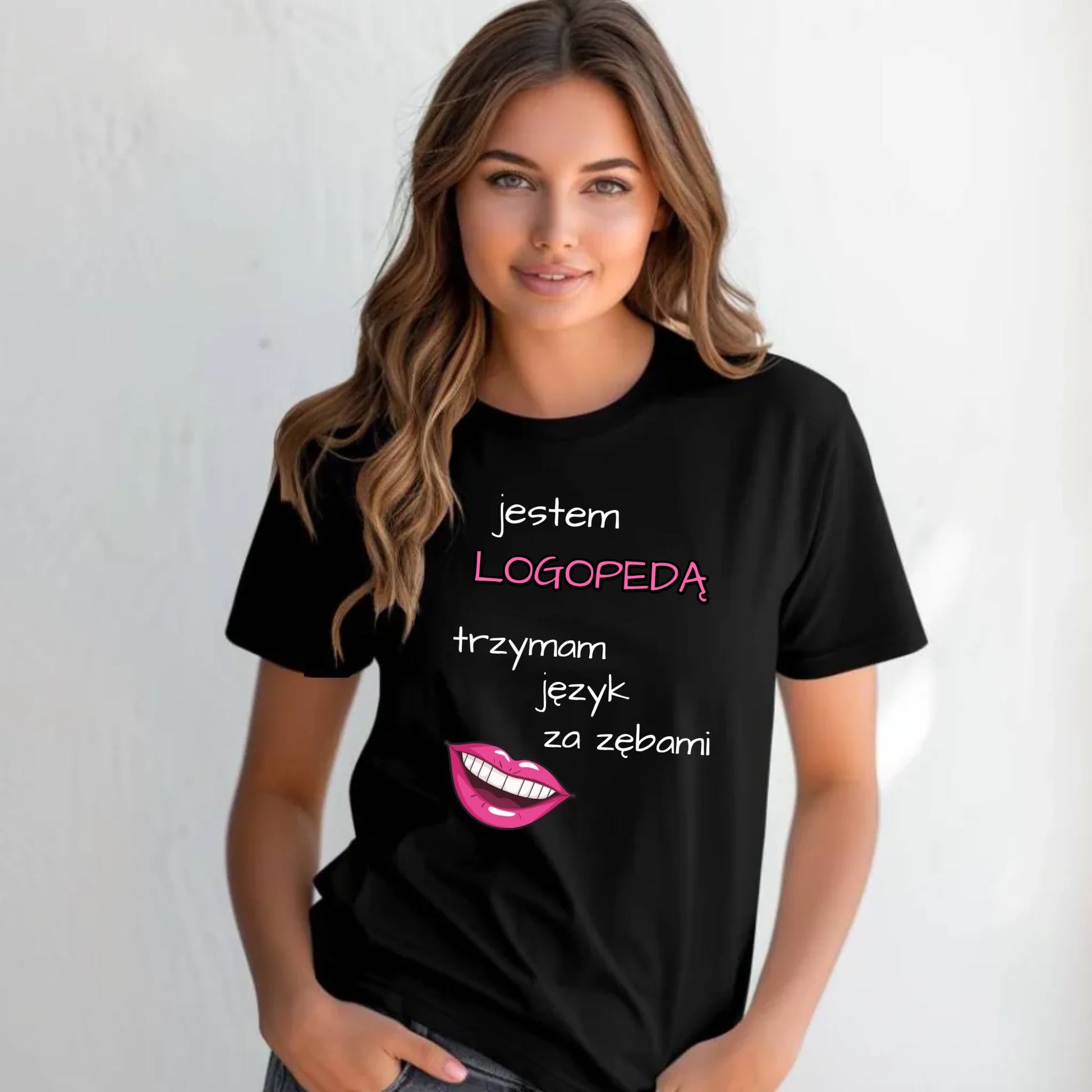 Koszulka damska dla logopedy - Trzymam język za zębami N24 - StoryCups.pl