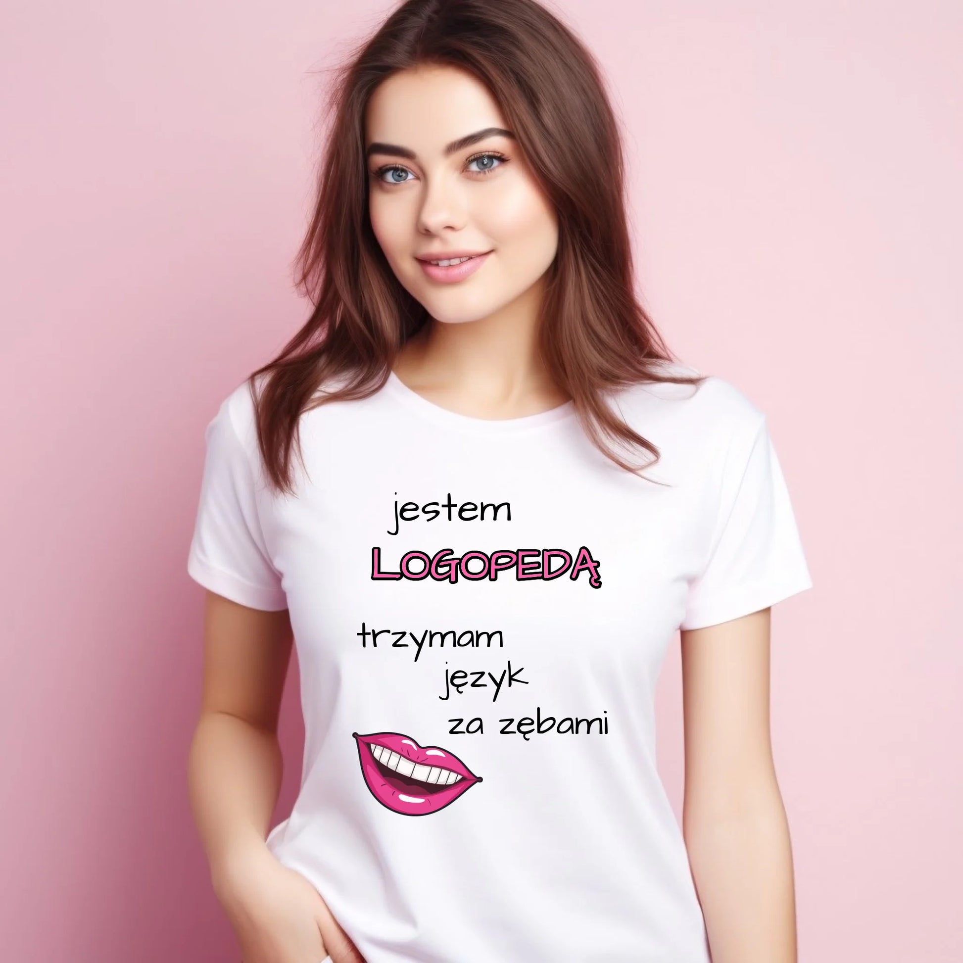 Koszulka damska dla logopedy - Trzymam język za zębami N24 - StoryCups.pl