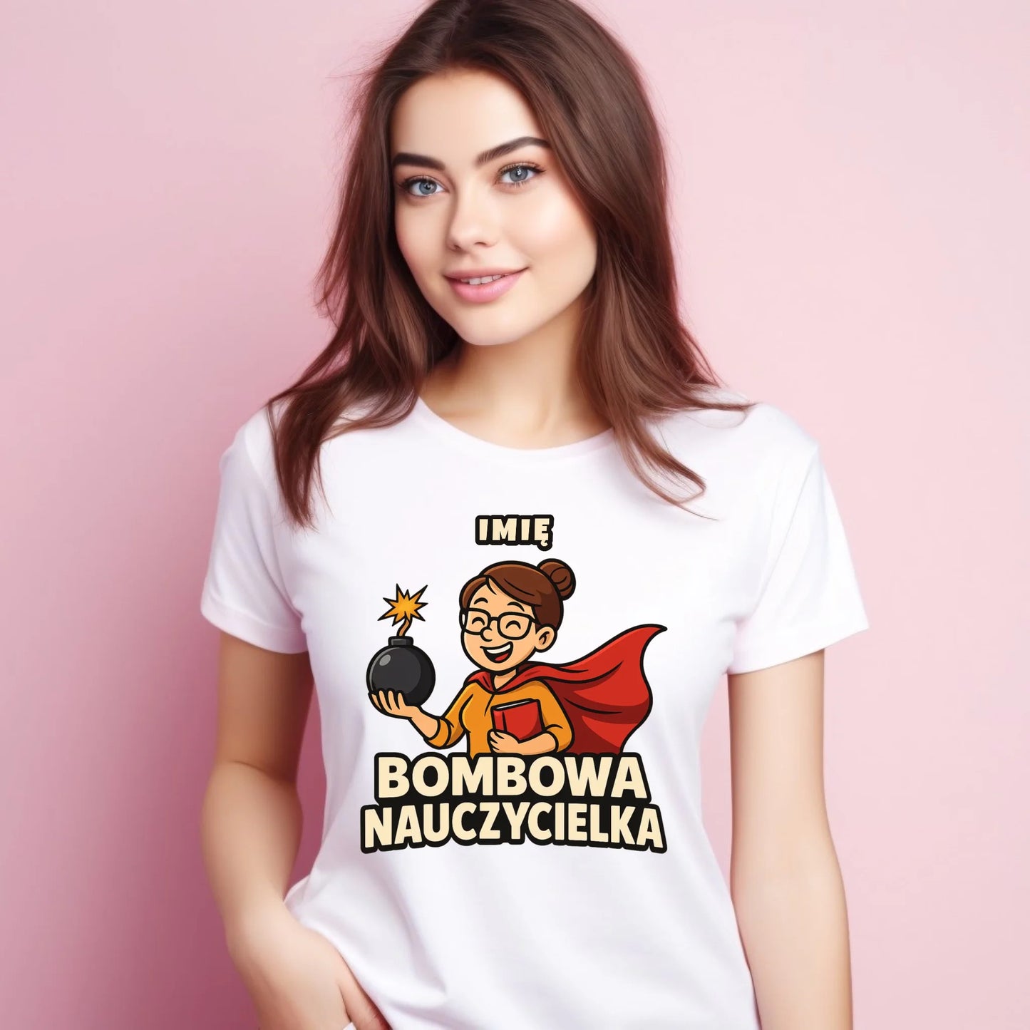 Koszulka dla nauczycielki - Bombowa Nauczycielka - personalizowana N25 - StoryCups.pl