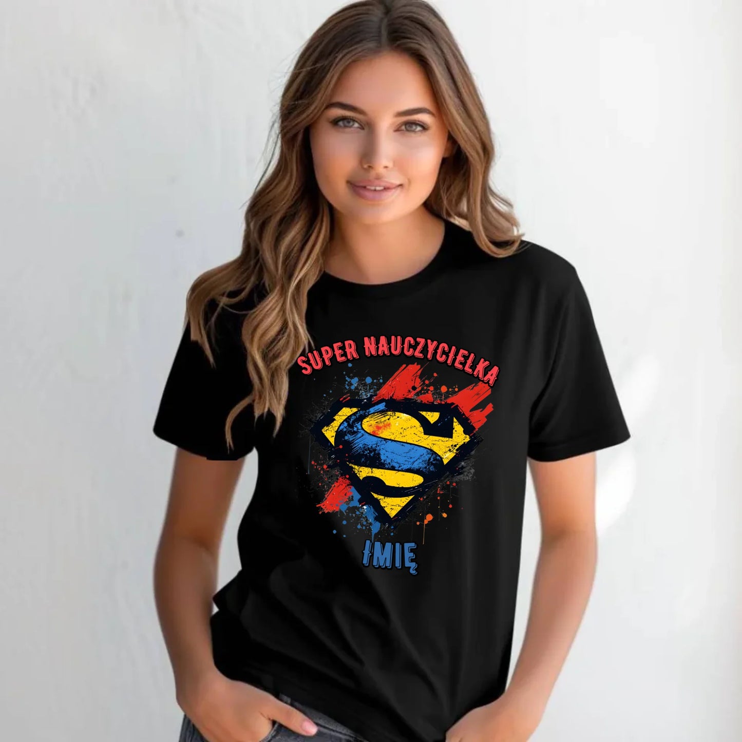 Koszulka damska dla nauczycielki - Super Nauczycielka - personalizowana N27 - StoryCups.pl