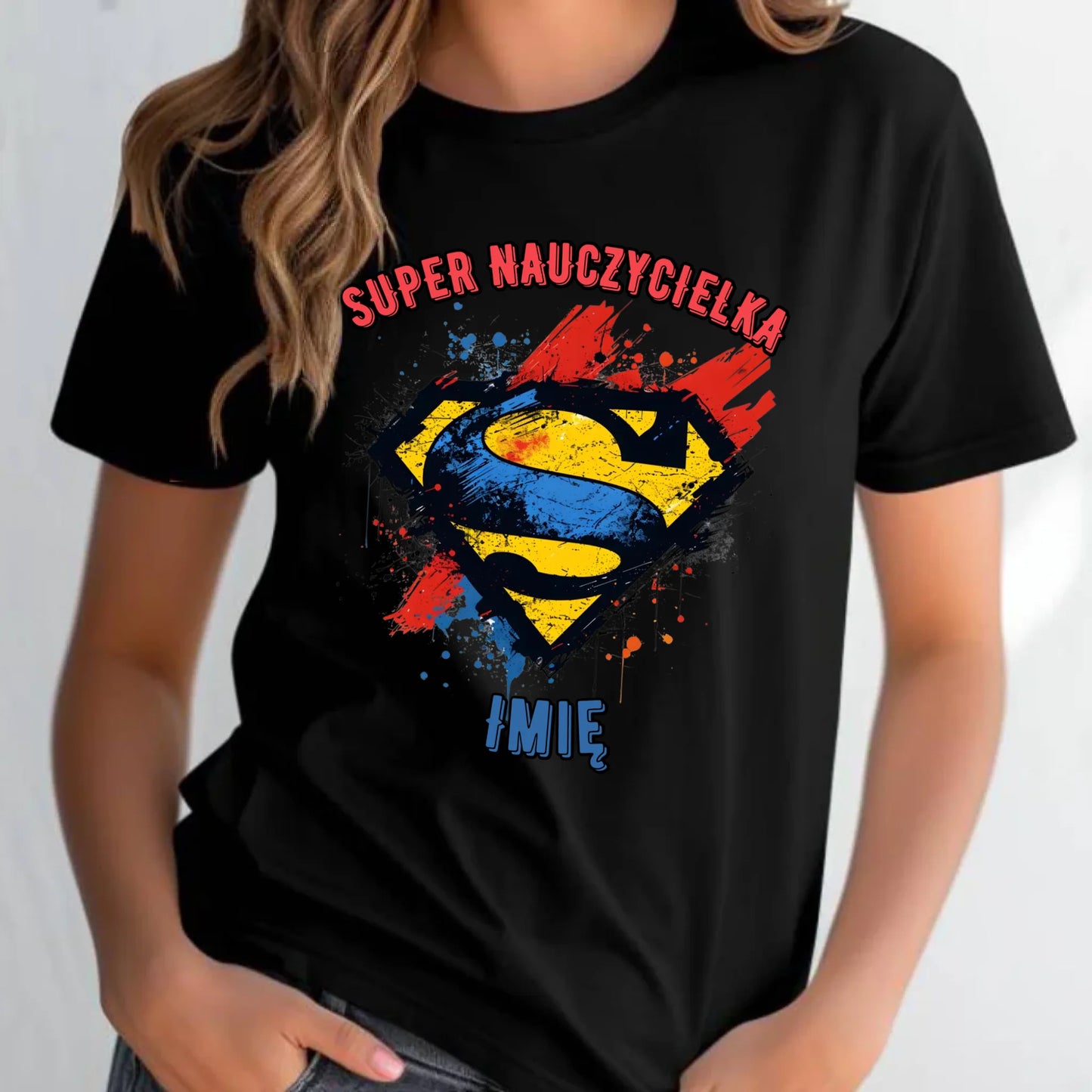 Koszulka damska dla nauczycielki - Super Nauczycielka - personalizowana N27 - StoryCups.pl