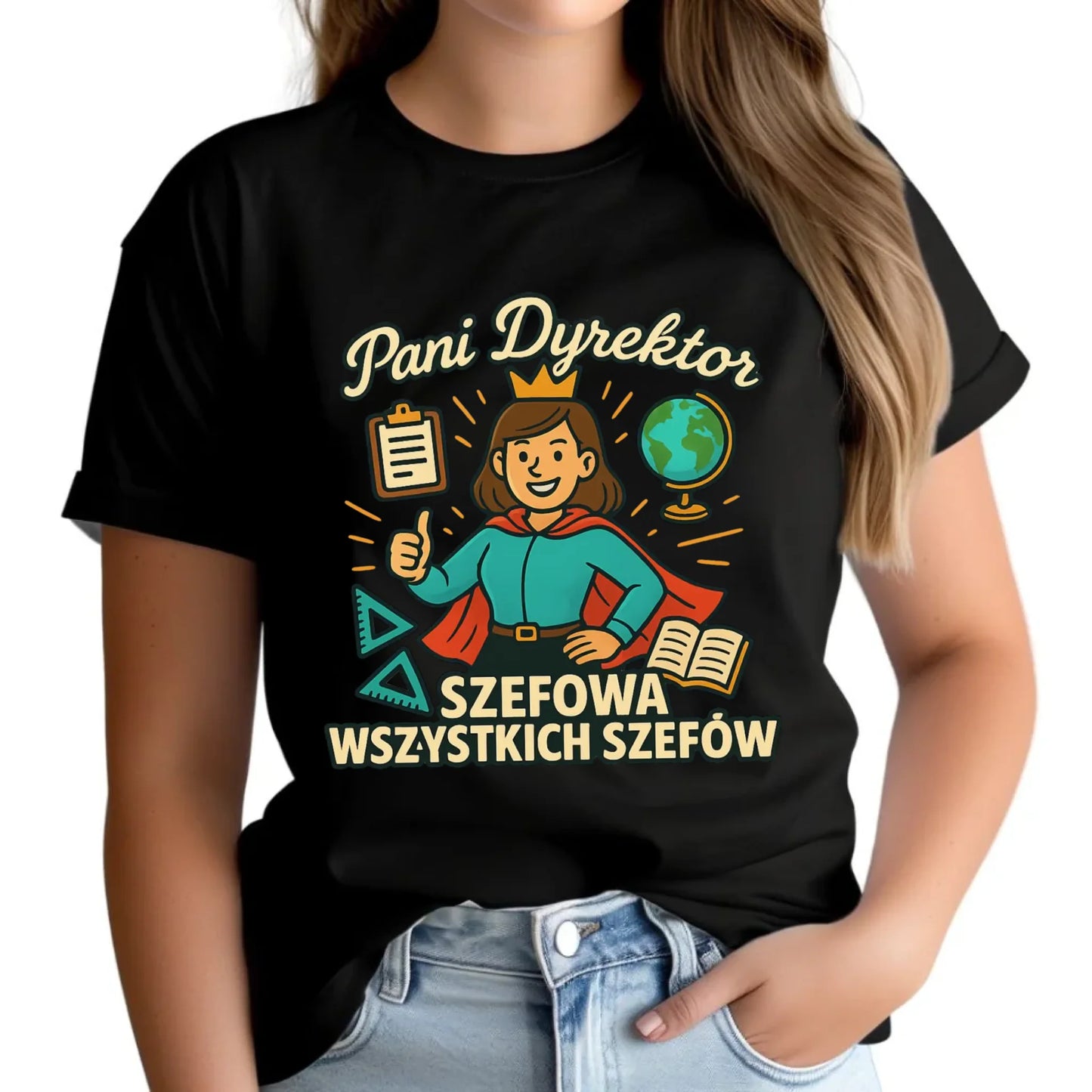 Koszulka damska dla Dyrektorki Szkoły - Szefowa wszystkich szefów N29 - StoryCups.pl