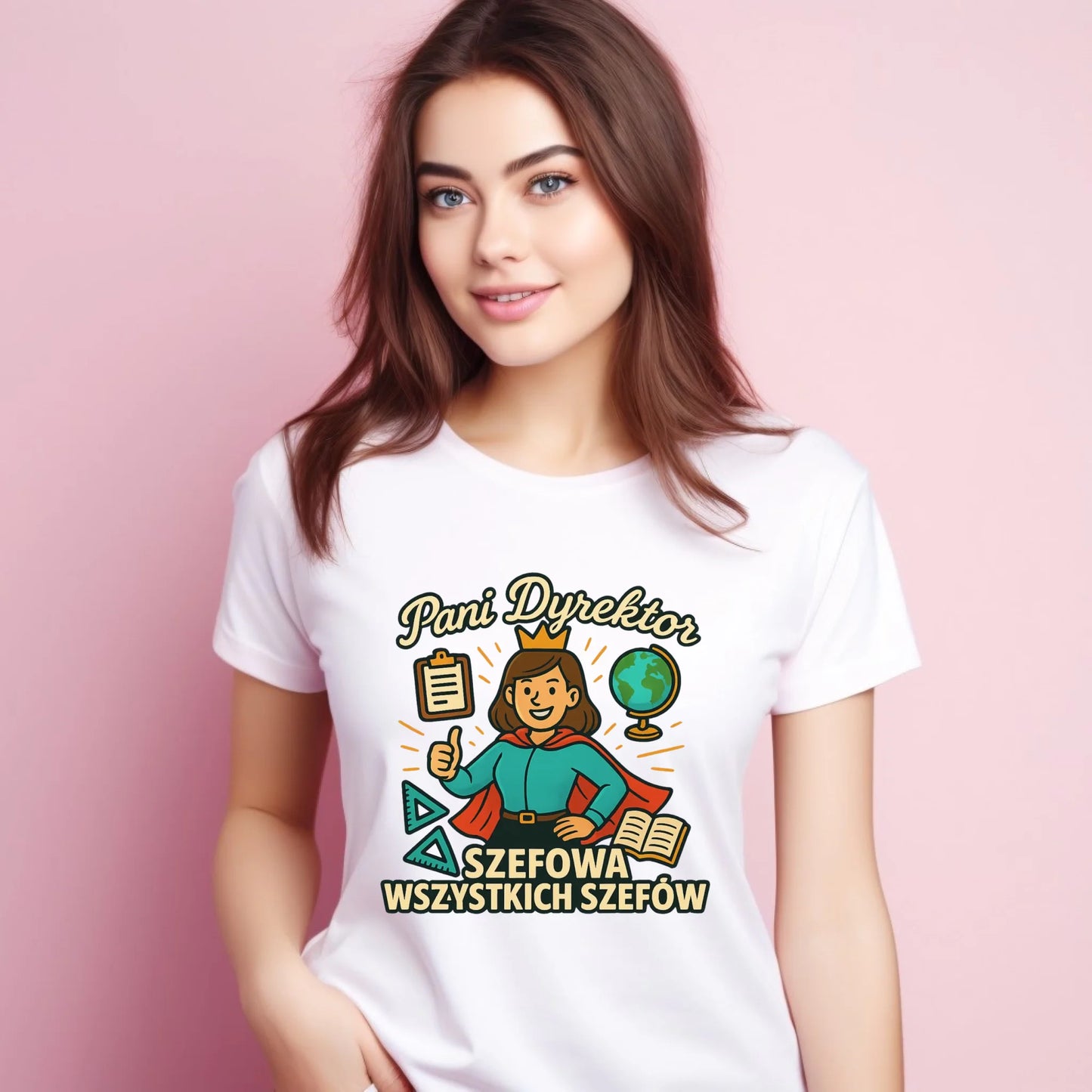 Koszulka damska dla Dyrektorki Szkoły - Szefowa wszystkich szefów N29 - StoryCups.pl