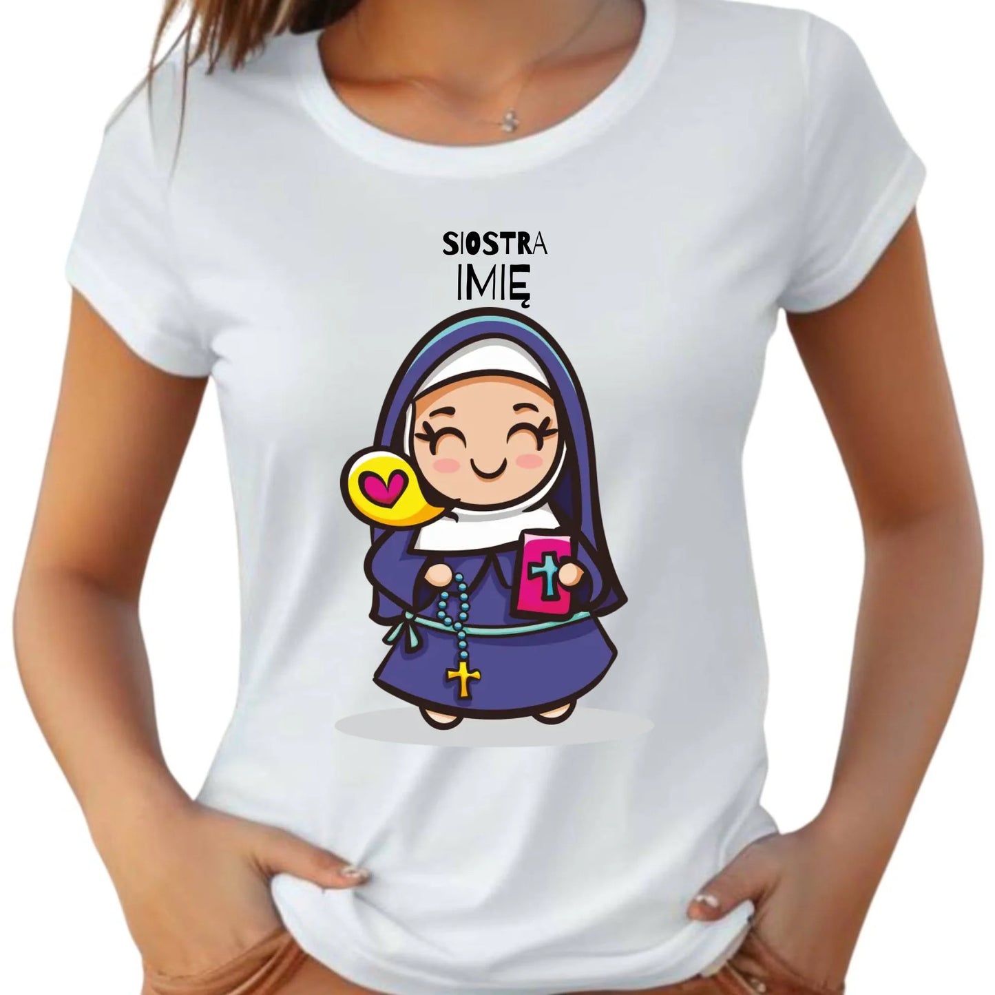 Koszulka damska dla siostry zakonnej - personalizowana N30 - StoryCups.pl
