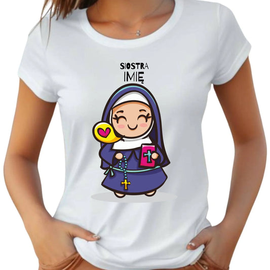 Koszulka damska dla siostry zakonnej - personalizowana N30 - StoryCups.pl