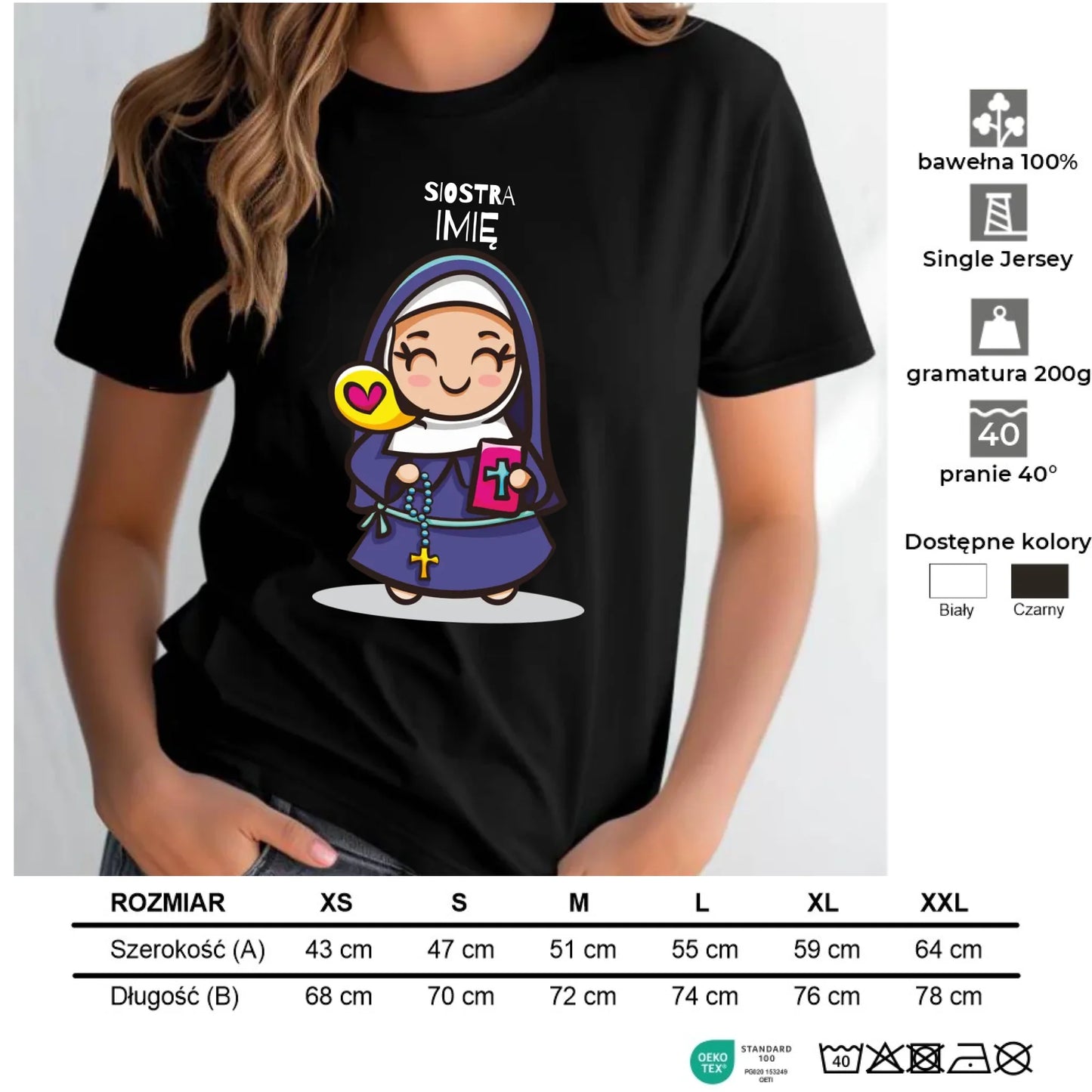 Koszulka damska dla siostry zakonnej - personalizowana N30 - StoryCups.pl