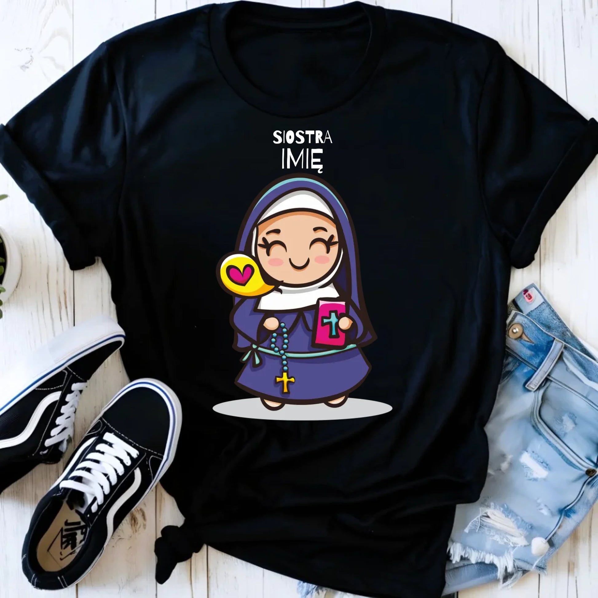 Koszulka damska dla siostry zakonnej - personalizowana N30 - StoryCups.pl