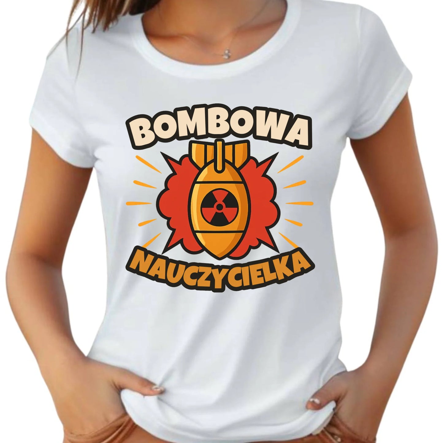 Koszulka damska dla nauczycielki - Bombowa Nauczycielka N34 - StoryCups.pl