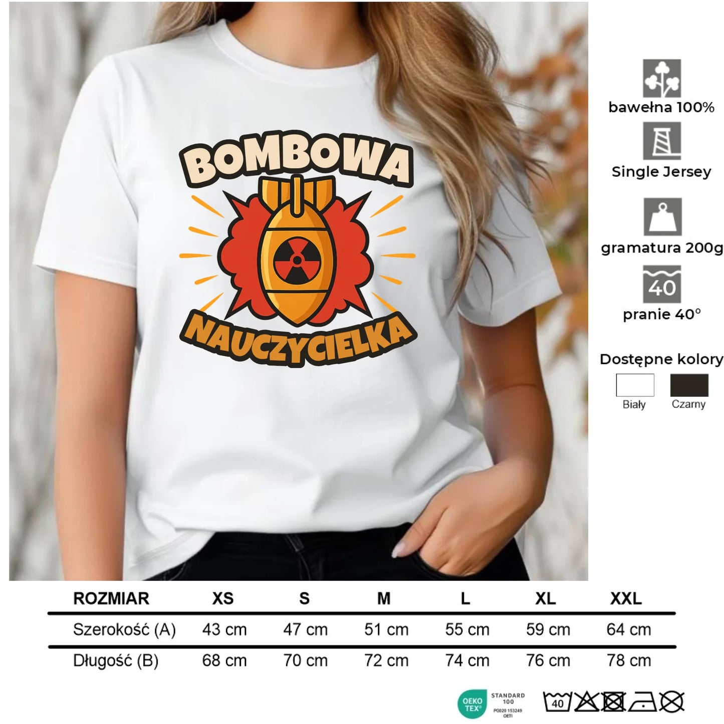 Koszulka damska dla nauczycielki - Bombowa Nauczycielka N34 - StoryCups.pl