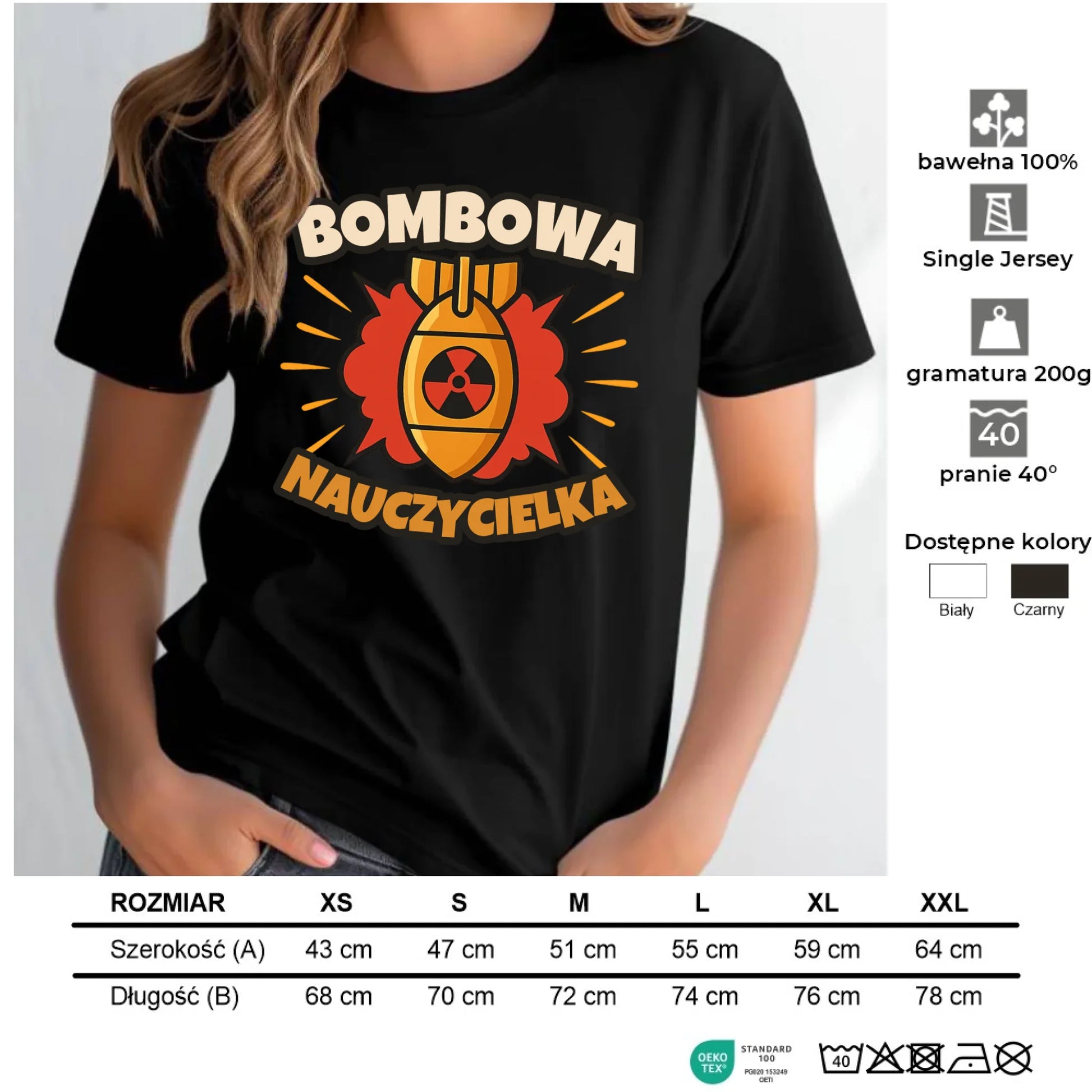 Koszulka damska dla nauczycielki - Bombowa Nauczycielka N34 - StoryCups.pl