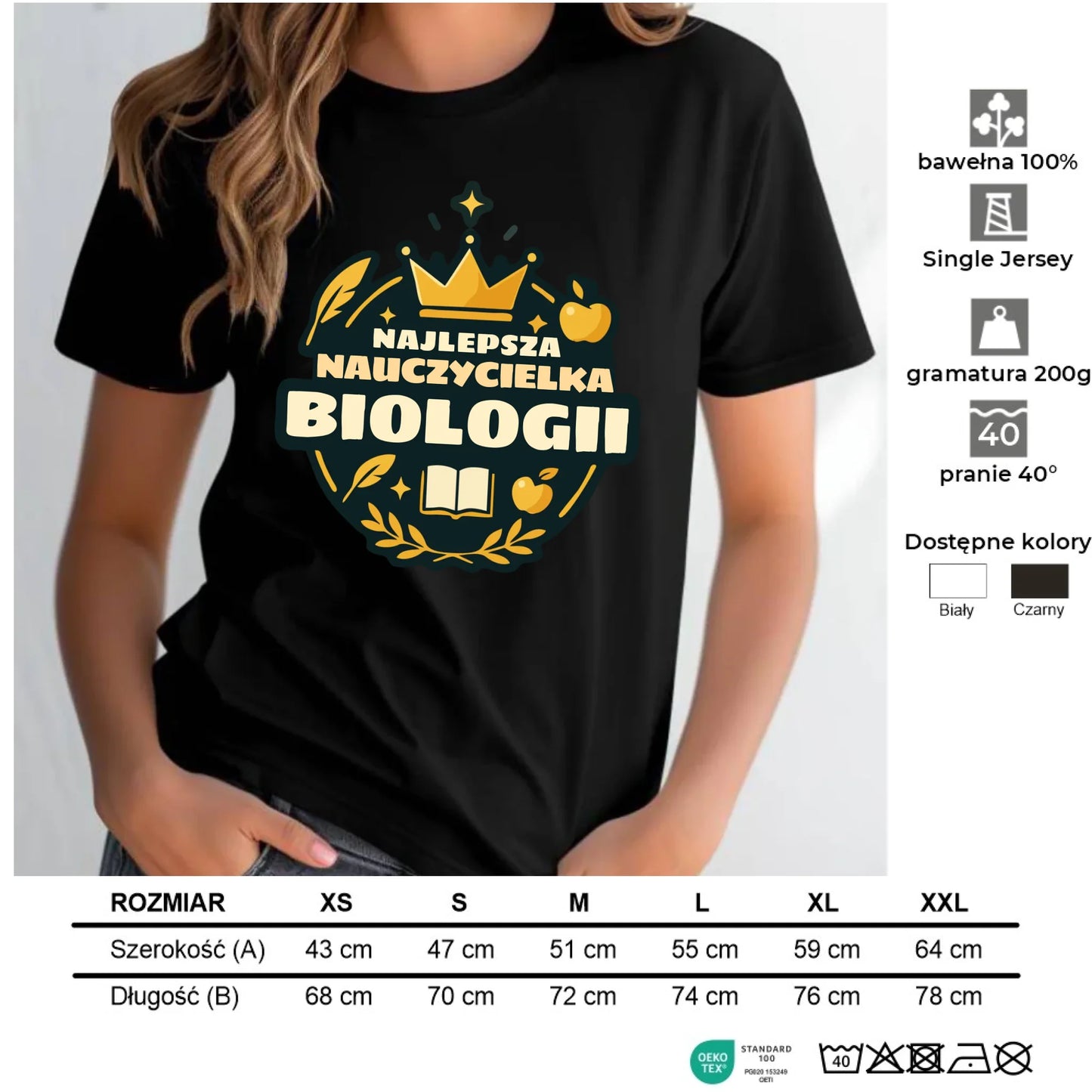 Koszulka damska dla nauczycielki - Najlepsza nauczycielka biologii N39 - StoryCups.pl