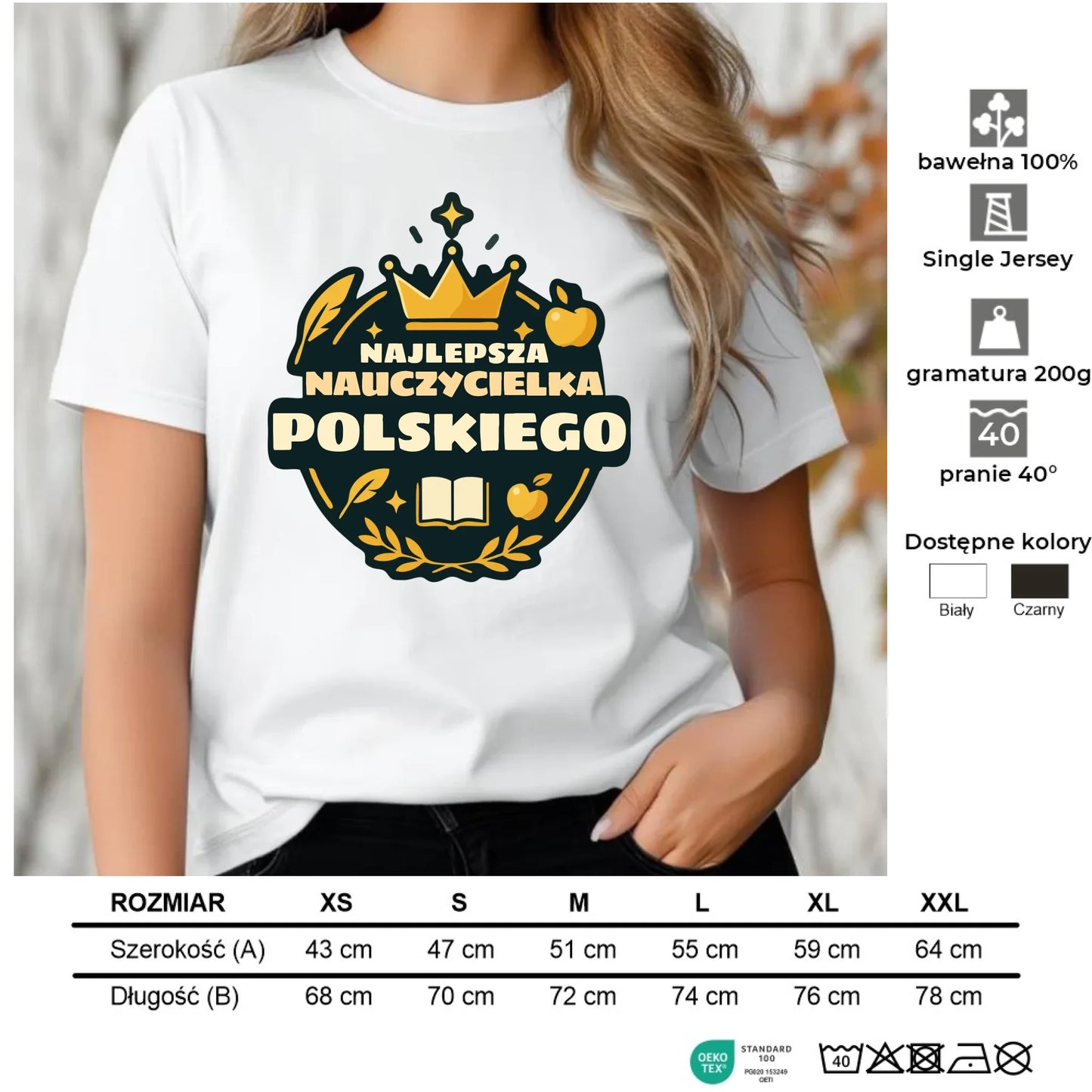 Koszulka dla nauczycielki - Najlepsza nauczycielka języka polskiego N41 - StoryCups.pl