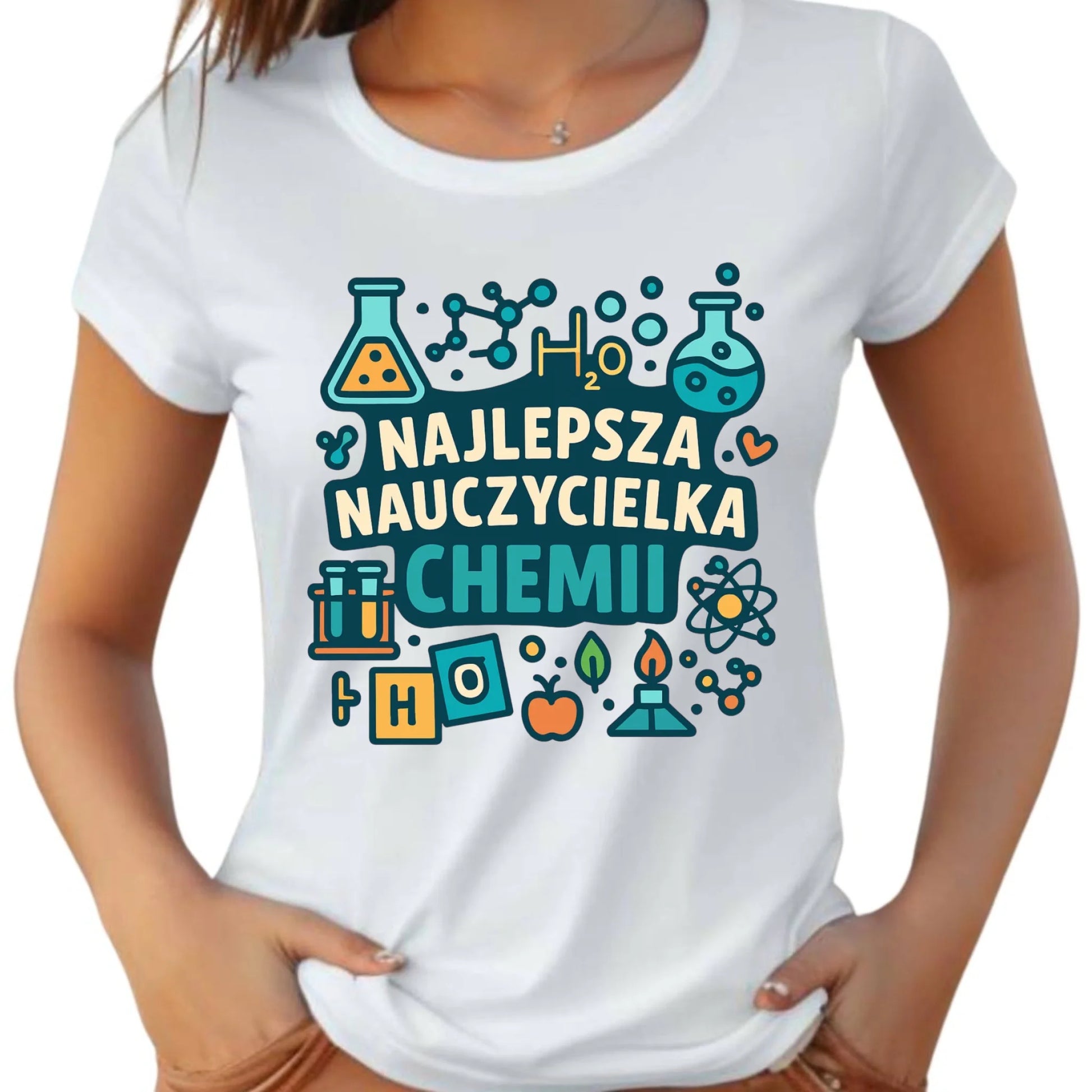 Koszulka damska dla nauczycielki - Najlepsza nauczycielka chemii N44 - StoryCups.pl
