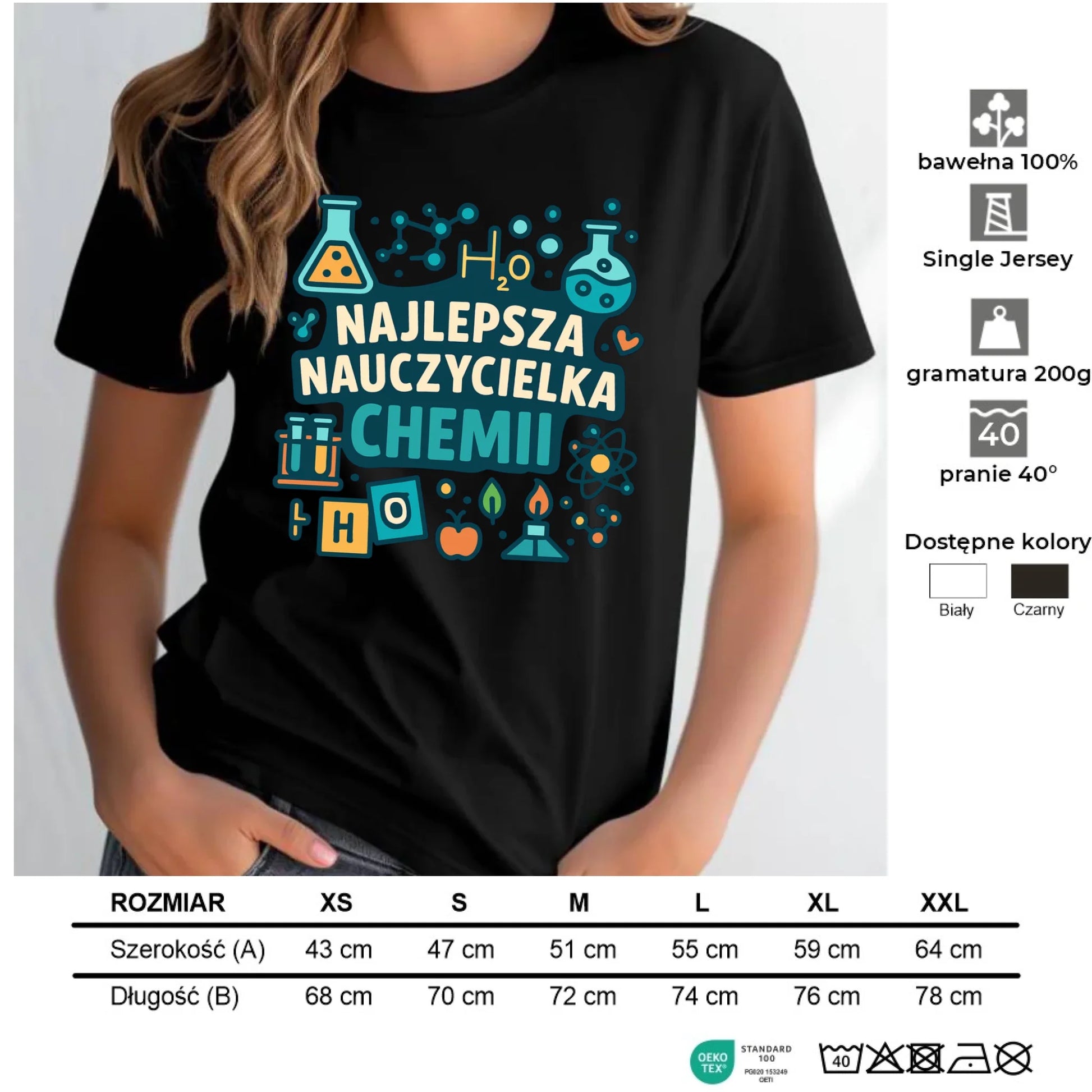 Koszulka damska dla nauczycielki - Najlepsza nauczycielka chemii N44 - StoryCups.pl