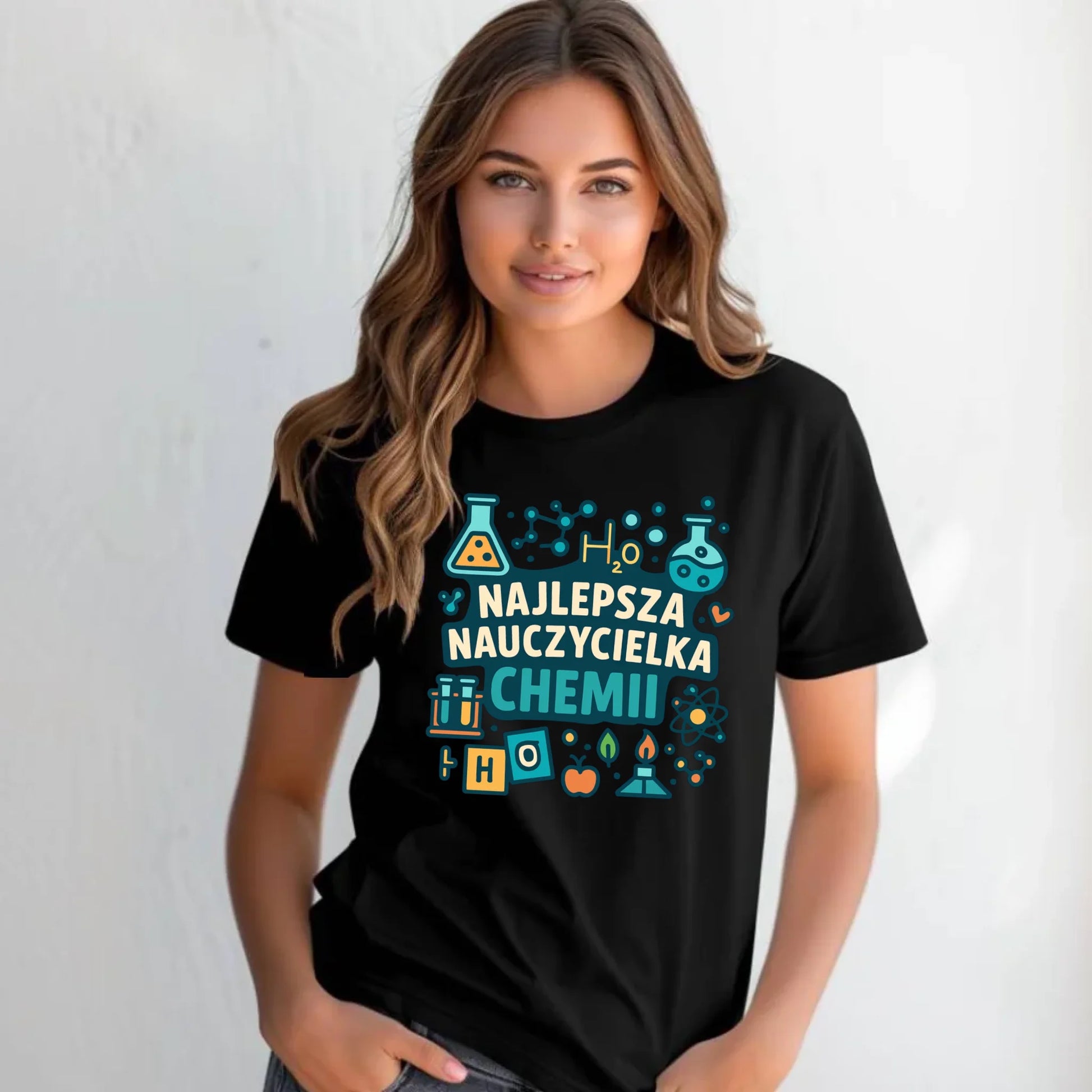 Koszulka damska dla nauczycielki - Najlepsza nauczycielka chemii N44 - StoryCups.pl