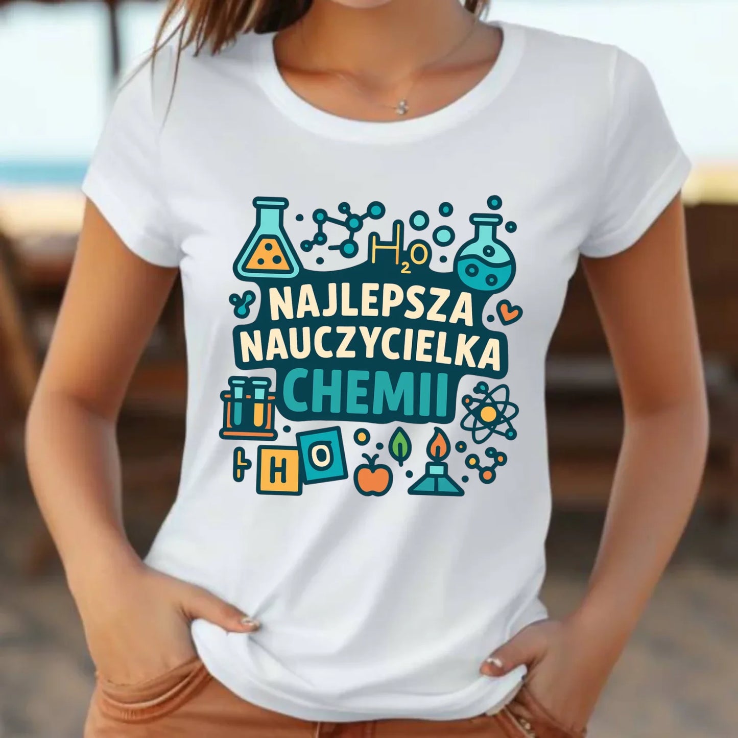 Koszulka damska dla nauczycielki - Najlepsza nauczycielka chemii N44 - StoryCups.pl