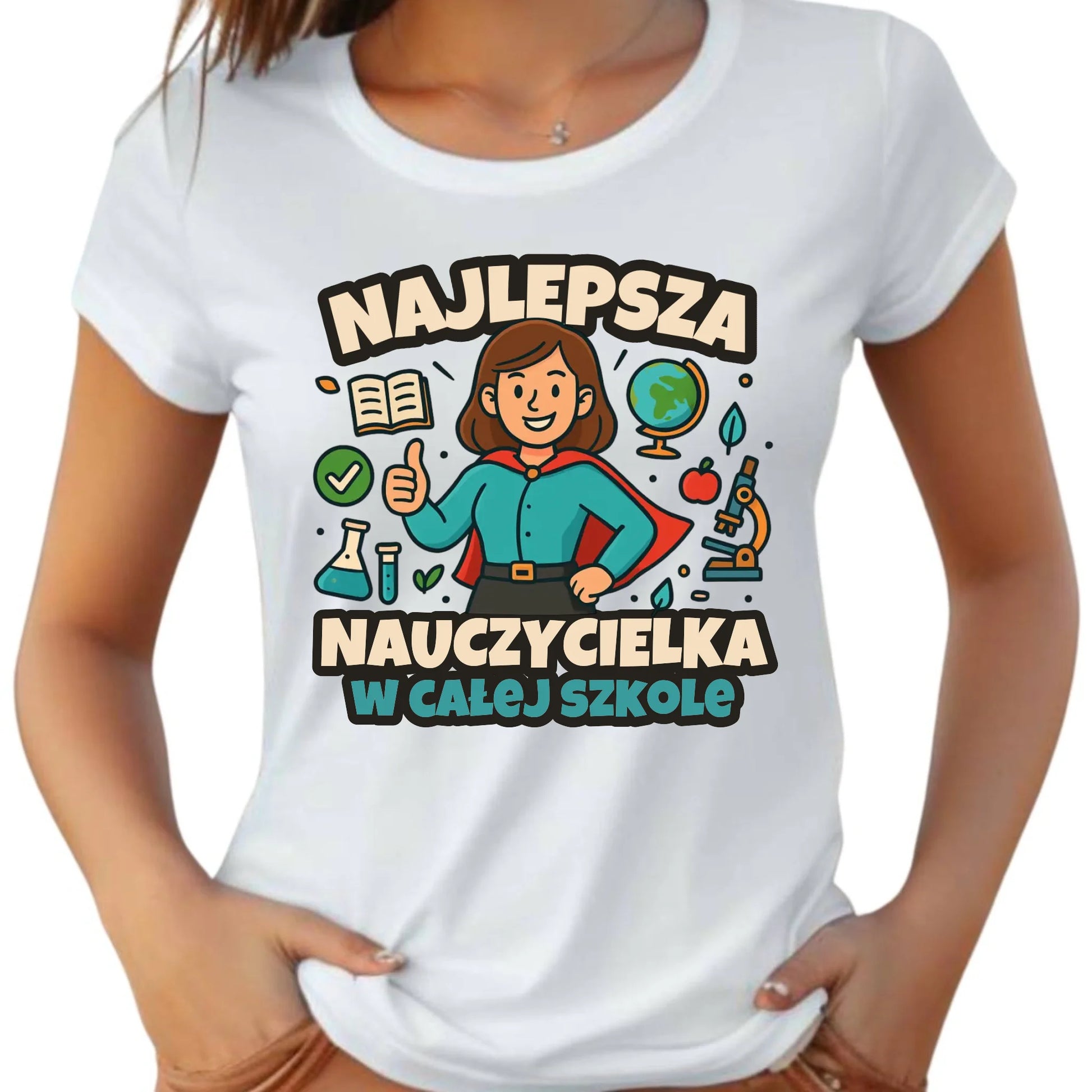 Koszulka damska dla nauczycielki - Najlepsza nauczycielka w całej szkole N45 - StoryCups.pl