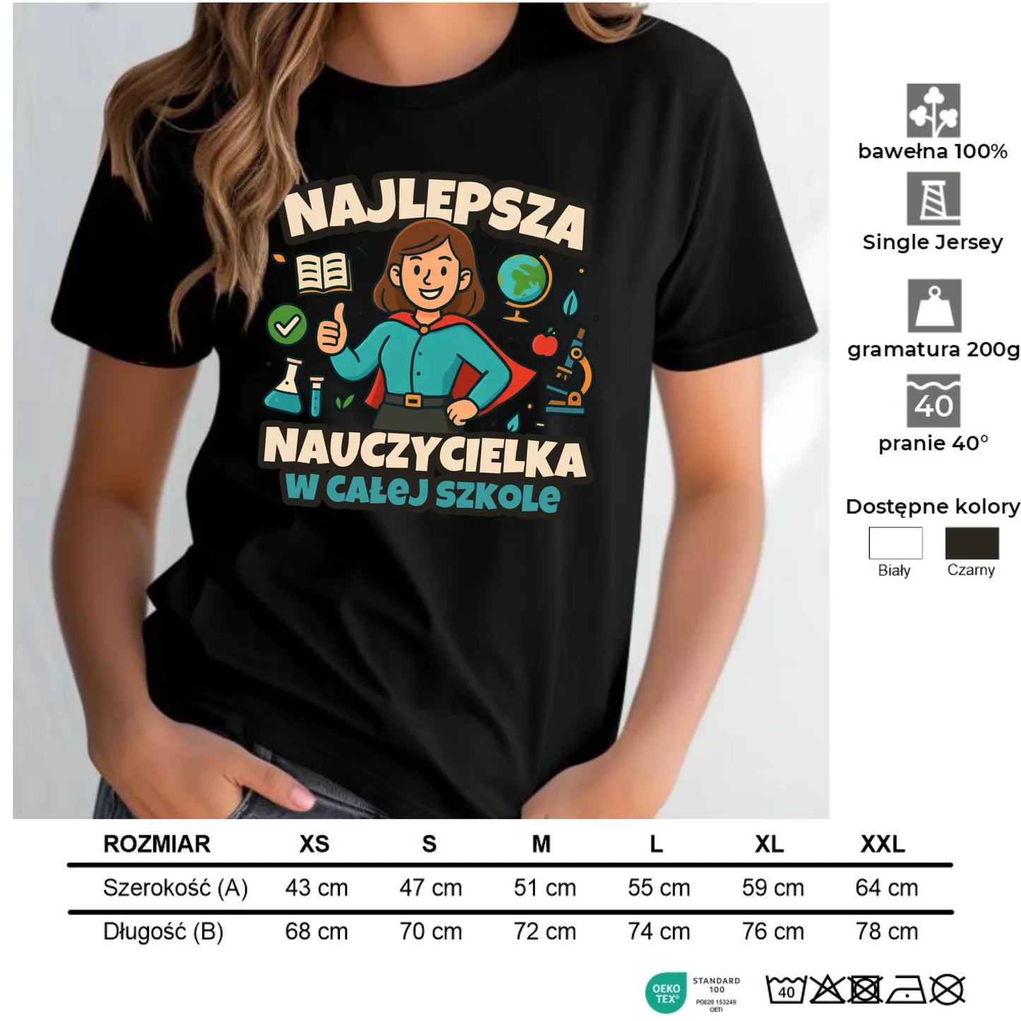 Koszulka damska dla nauczycielki - Najlepsza nauczycielka w całej szkole N45 - StoryCups.pl